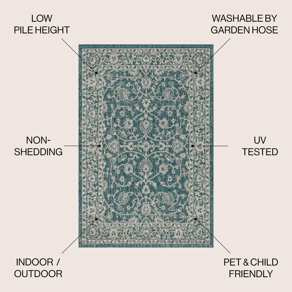 Palazzo Vine and Border Textured Weave Indoor/Outdoor Area Rug
