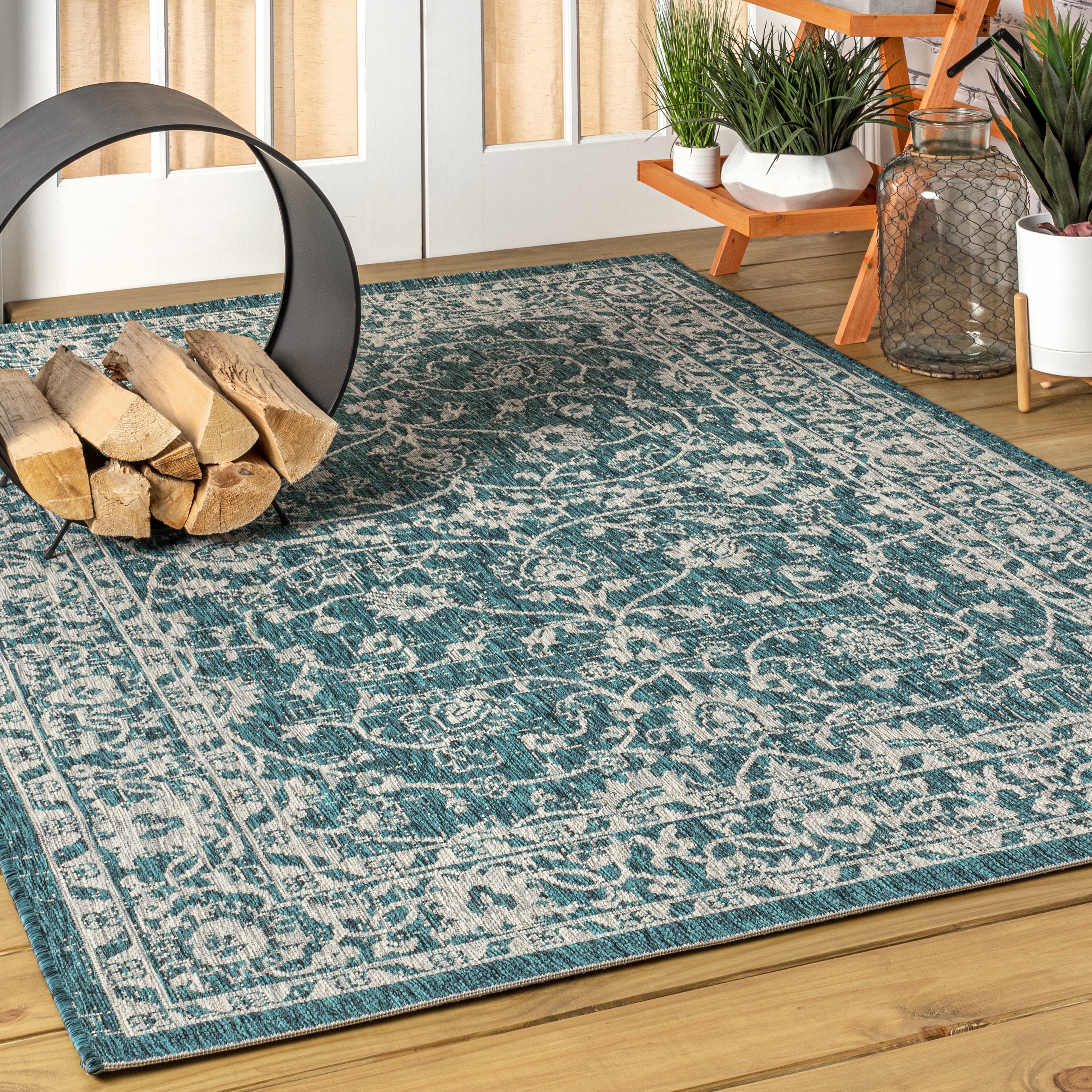 Palazzo Vine and Border Textured Weave Indoor/Outdoor Area Rug