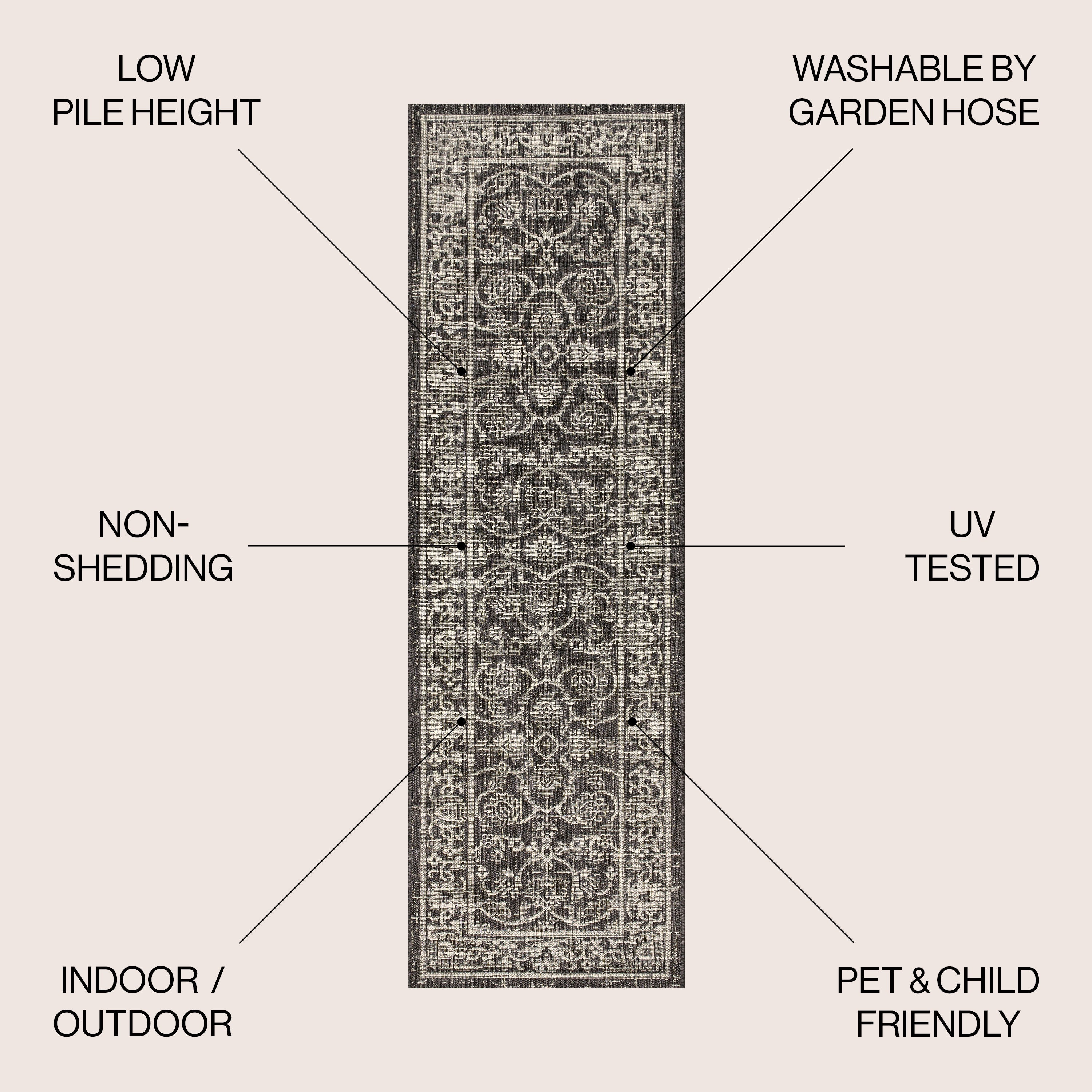 Palazzo Vine and Border Textured Weave Indoor/Outdoor Area Rug