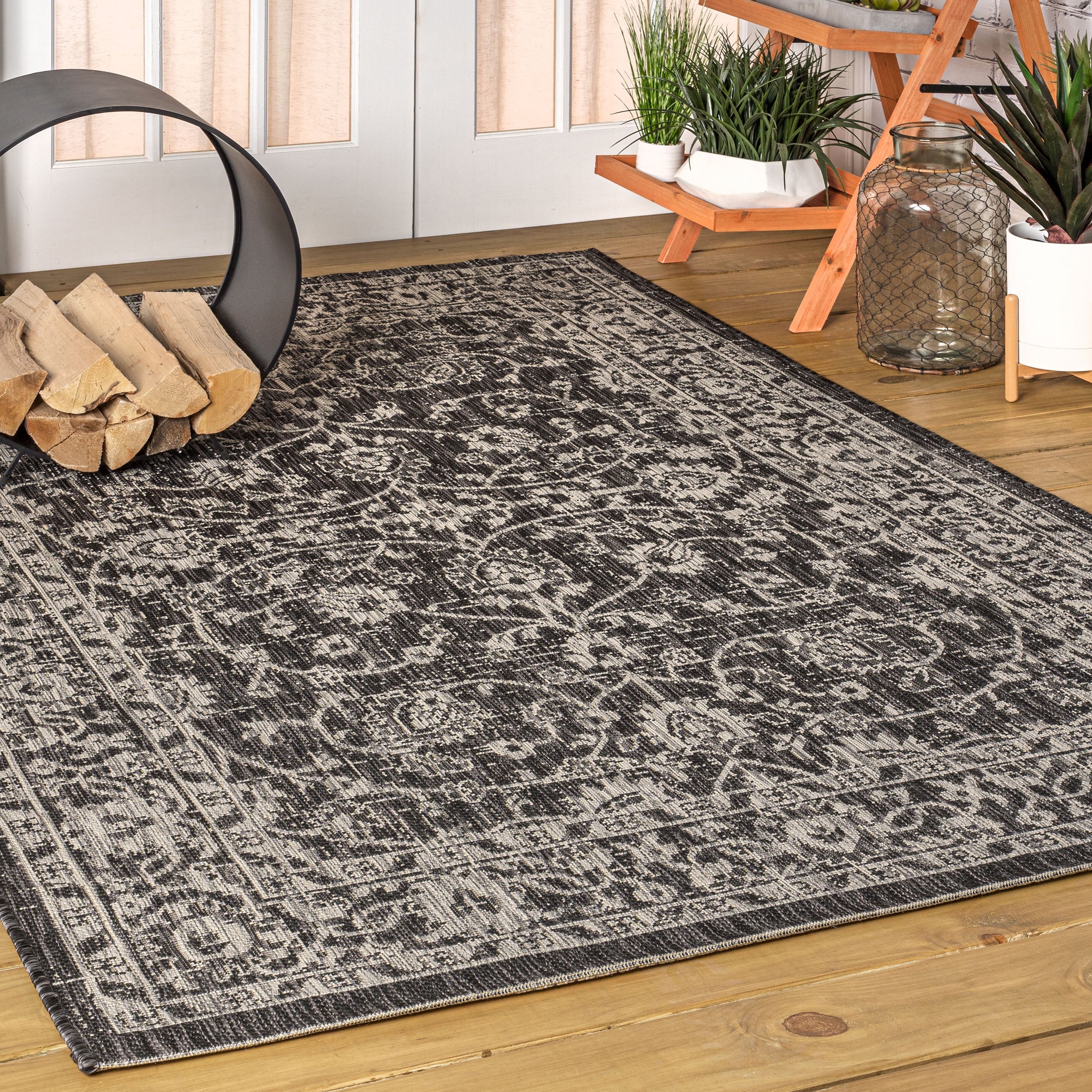 Palazzo Vine and Border Textured Weave Indoor/Outdoor Area Rug