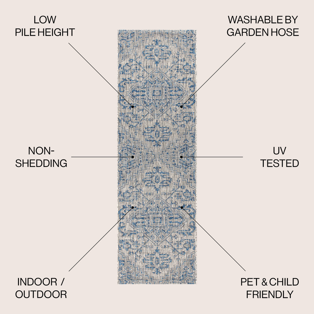 Estrella Bohemian Medallion Textured Weave Indoor/Outdoor Area Rug