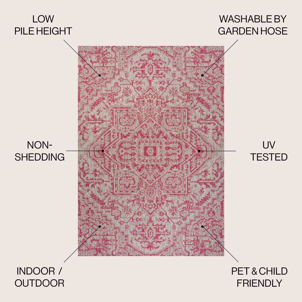 Estrella Bohemian Medallion Textured Weave Indoor/Outdoor Area Rug