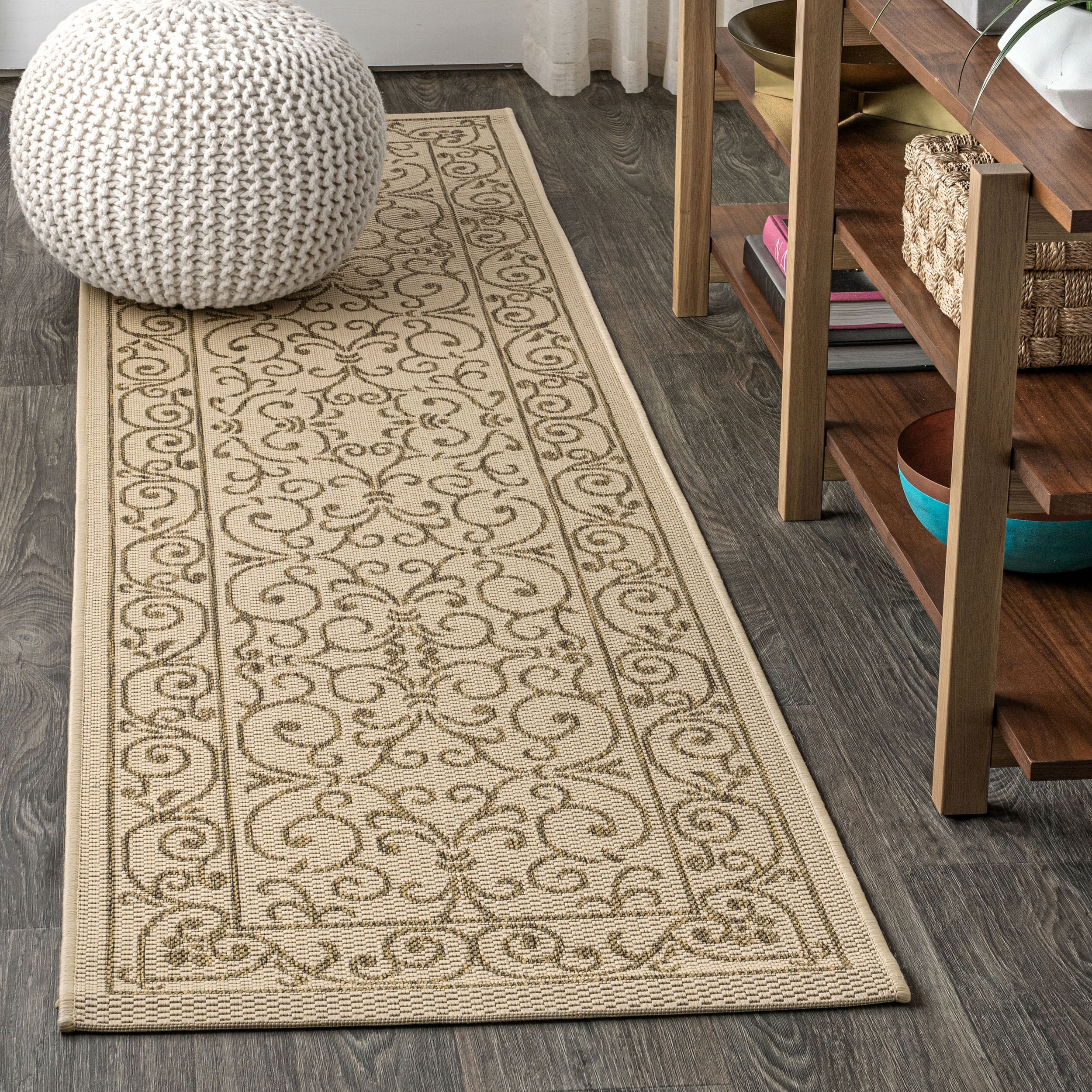Charleston Vintage Filigree Textured Weave Indoor/Outdoor Area Rug