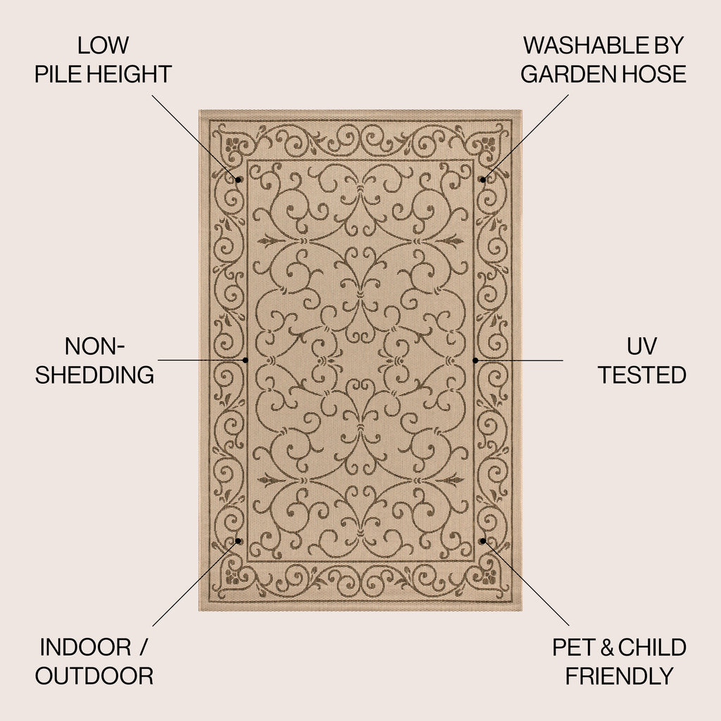 Charleston Vintage Filigree Textured Weave Indoor/Outdoor Area Rug