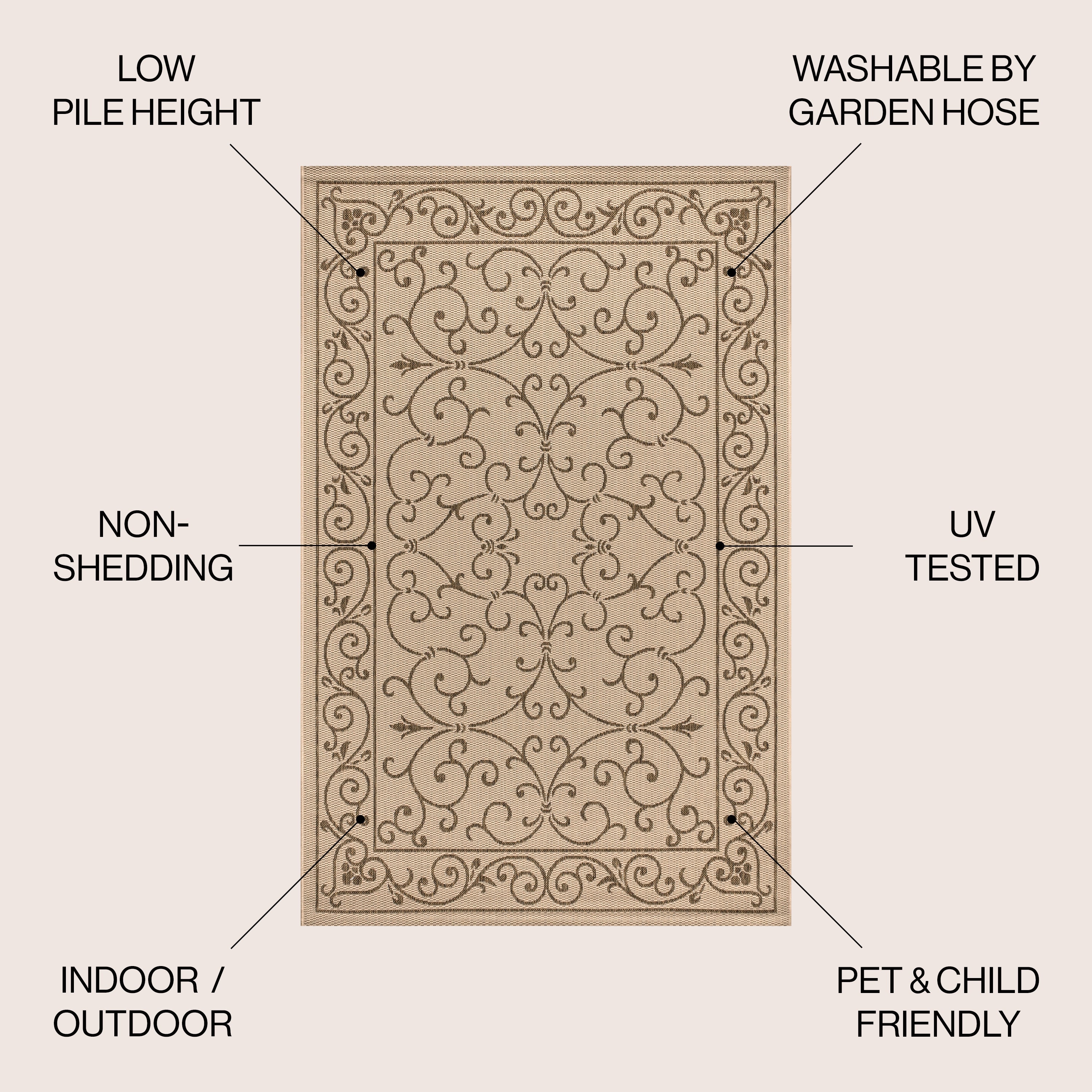 Charleston Vintage Filigree Textured Weave Indoor/Outdoor Area Rug