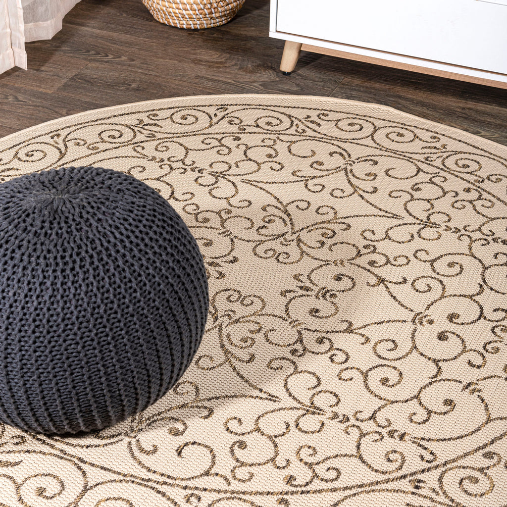 Charleston Vintage Filigree Textured Weave Indoor/Outdoor Area Rug