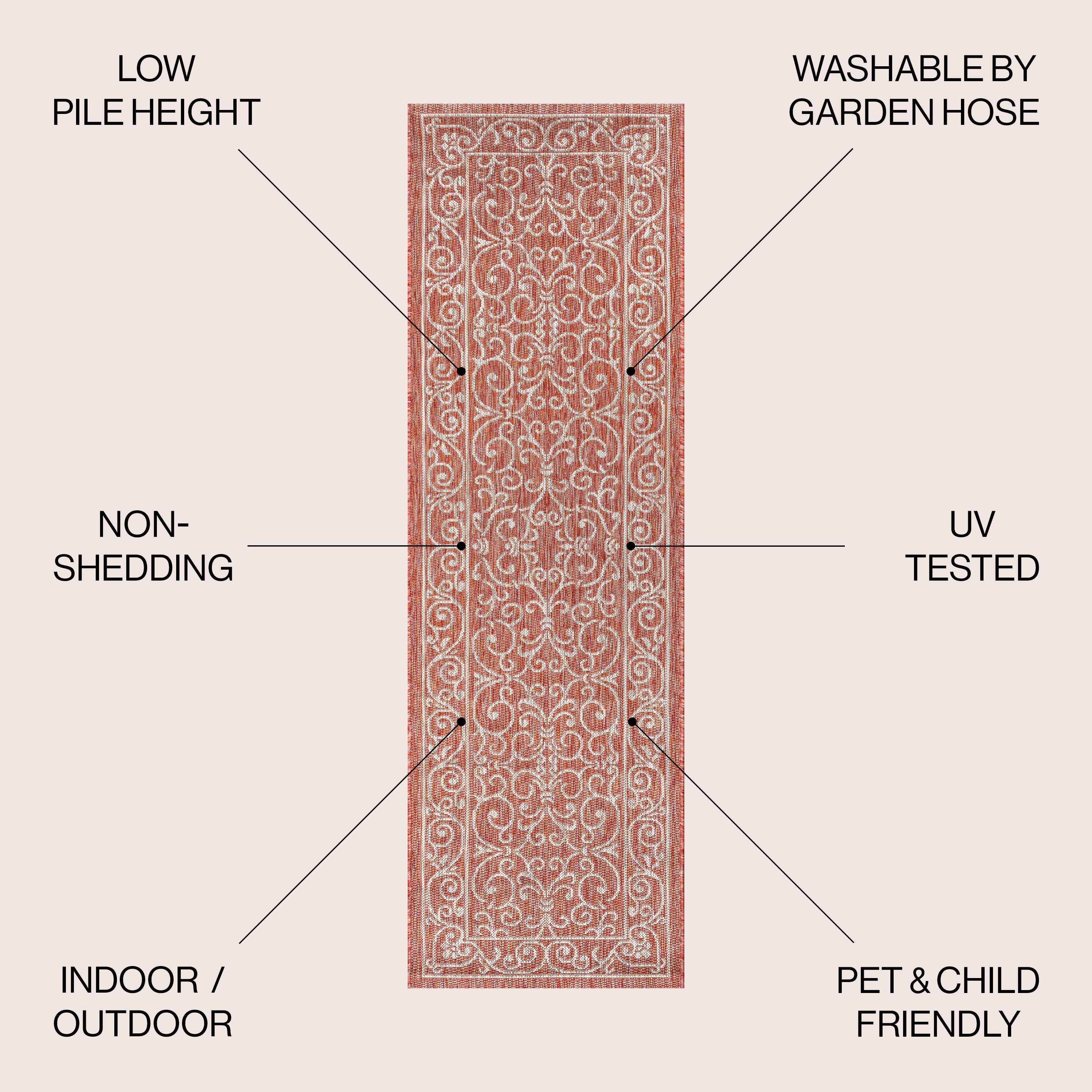 Charleston Vintage Filigree Textured Weave Indoor/Outdoor Area Rug