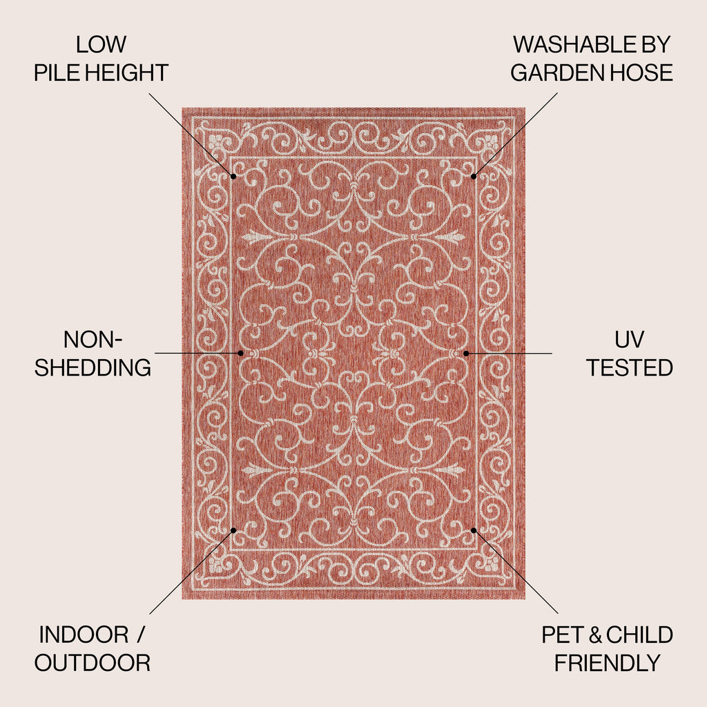 Charleston Vintage Filigree Textured Weave Indoor/Outdoor Area Rug