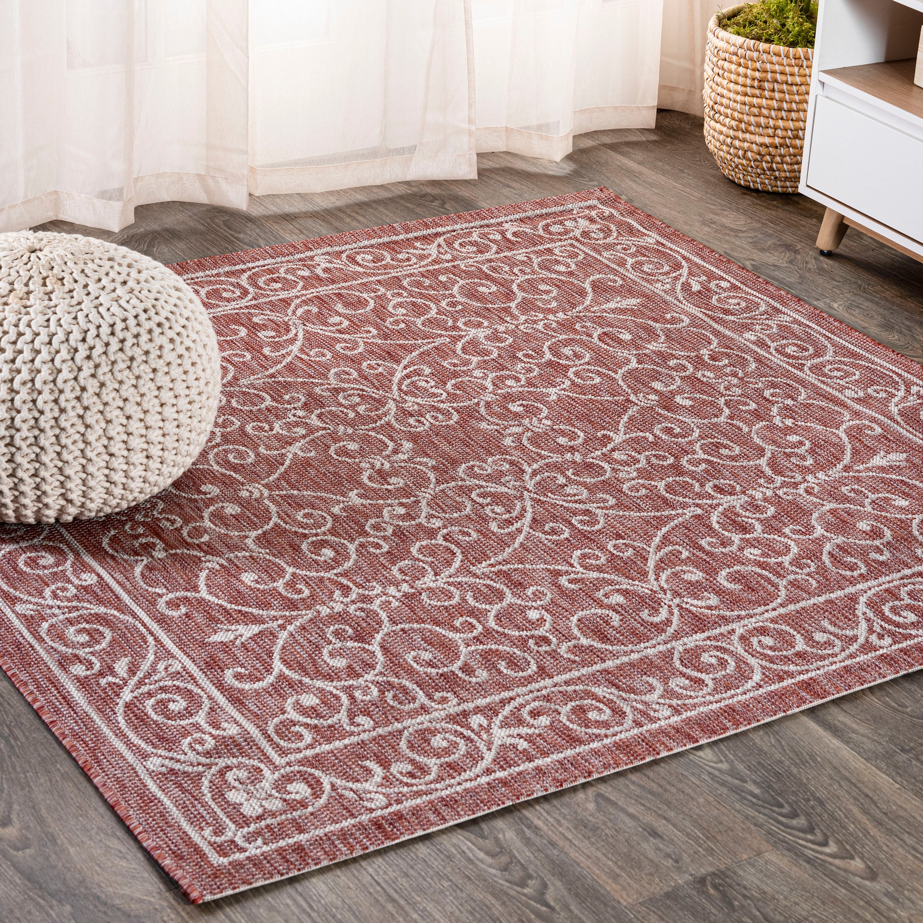 Charleston Vintage Filigree Textured Weave Indoor/Outdoor Area Rug