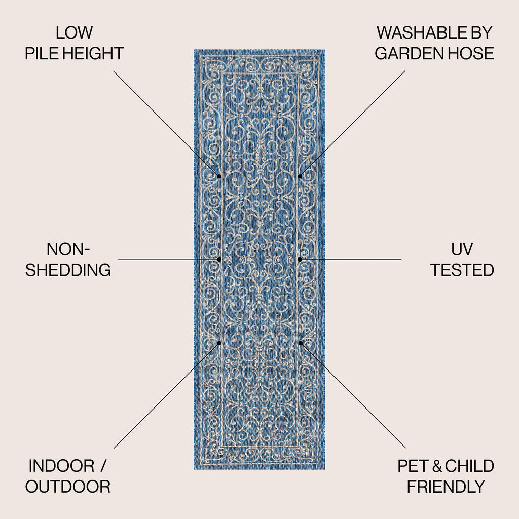 Charleston Vintage Filigree Textured Weave Indoor/Outdoor Area Rug
