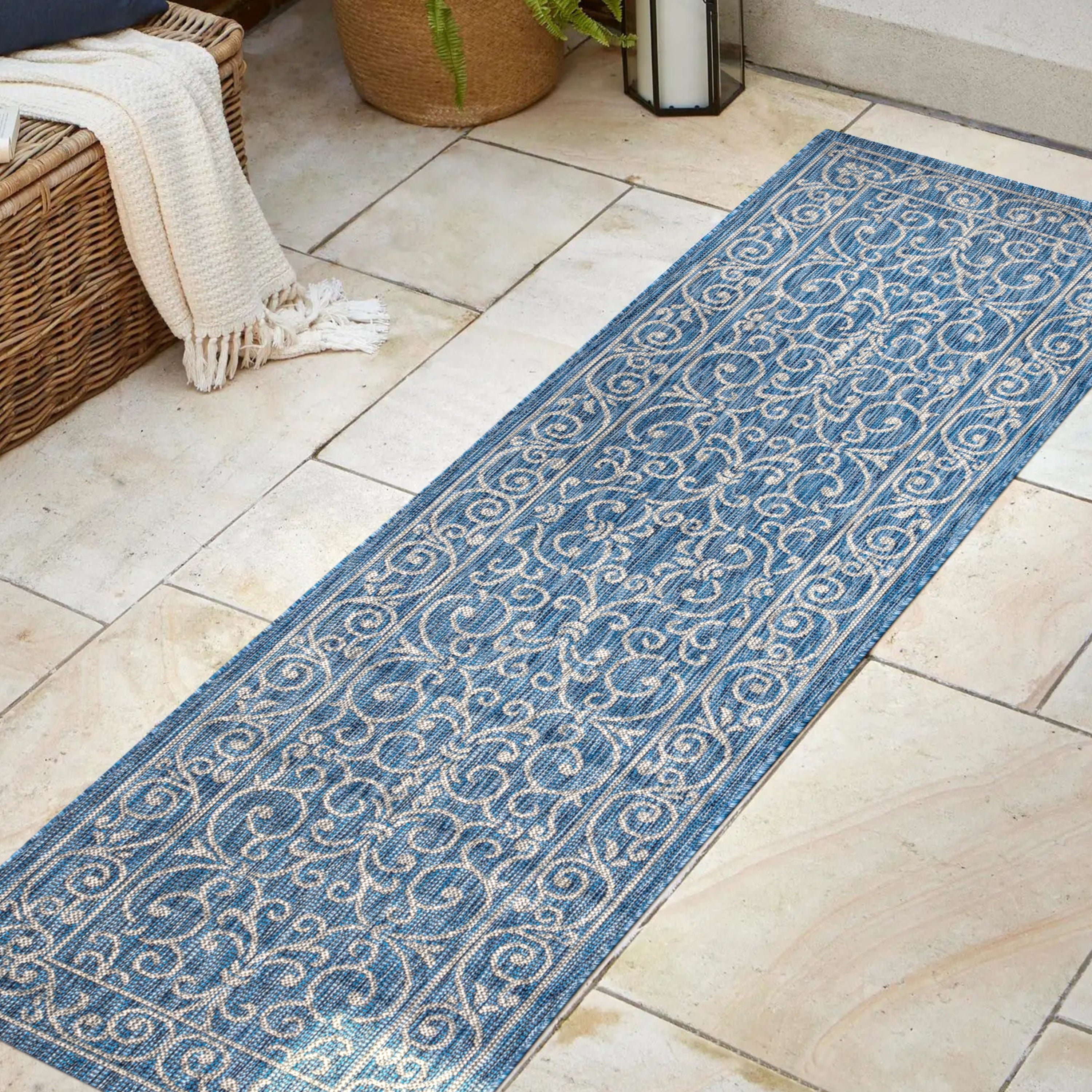 Charleston Vintage Filigree Textured Weave Indoor/Outdoor Area Rug