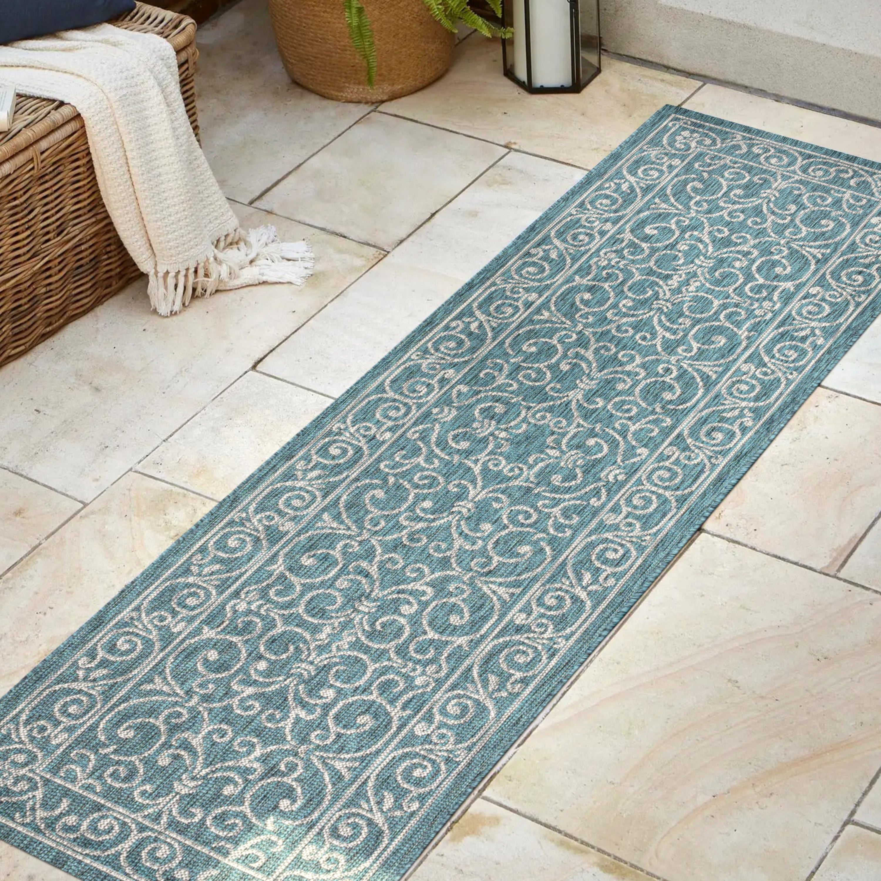 Charleston Vintage Filigree Textured Weave Indoor/Outdoor Area Rug