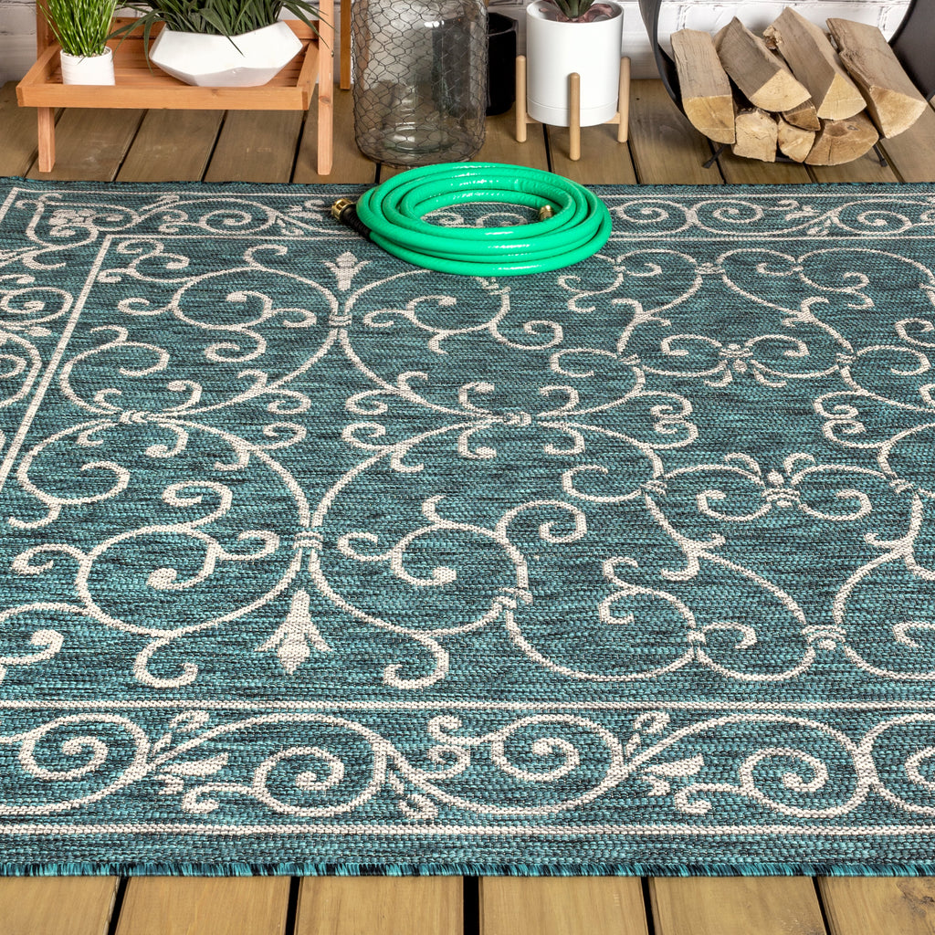 Charleston Vintage Filigree Textured Weave Indoor/Outdoor Area Rug