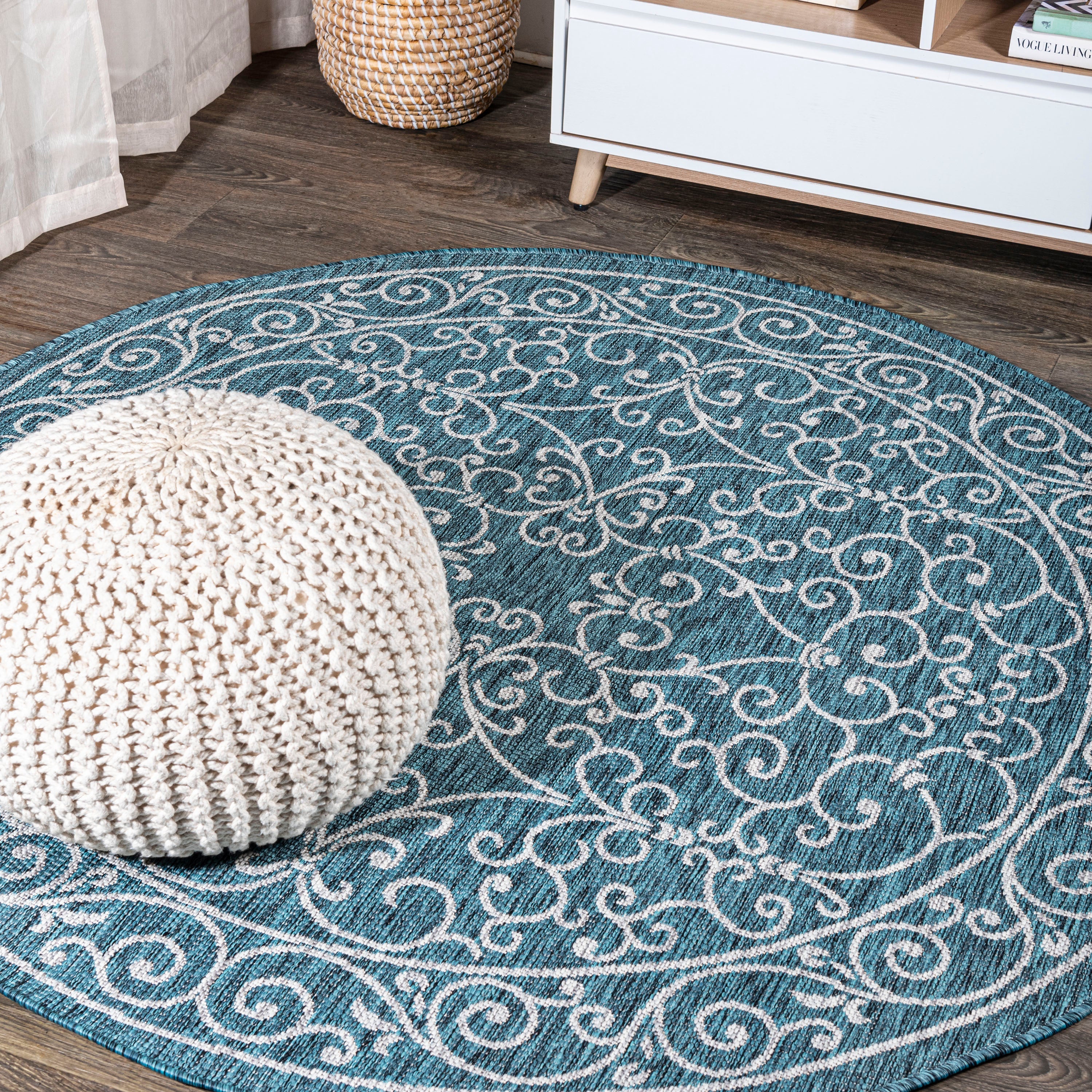 Charleston Vintage Filigree Textured Weave Indoor/Outdoor Area Rug