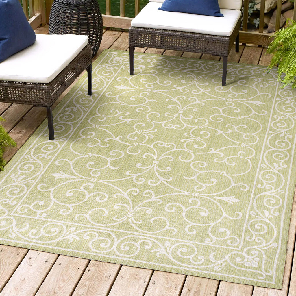Charleston Vintage Filigree Textured Weave Indoor/Outdoor Area Rug