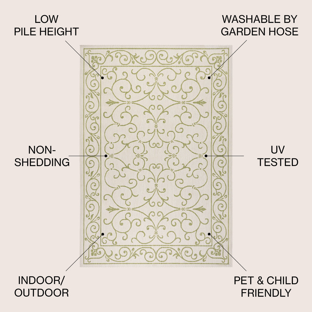 Charleston Vintage Filigree Textured Weave Indoor/Outdoor Area Rug