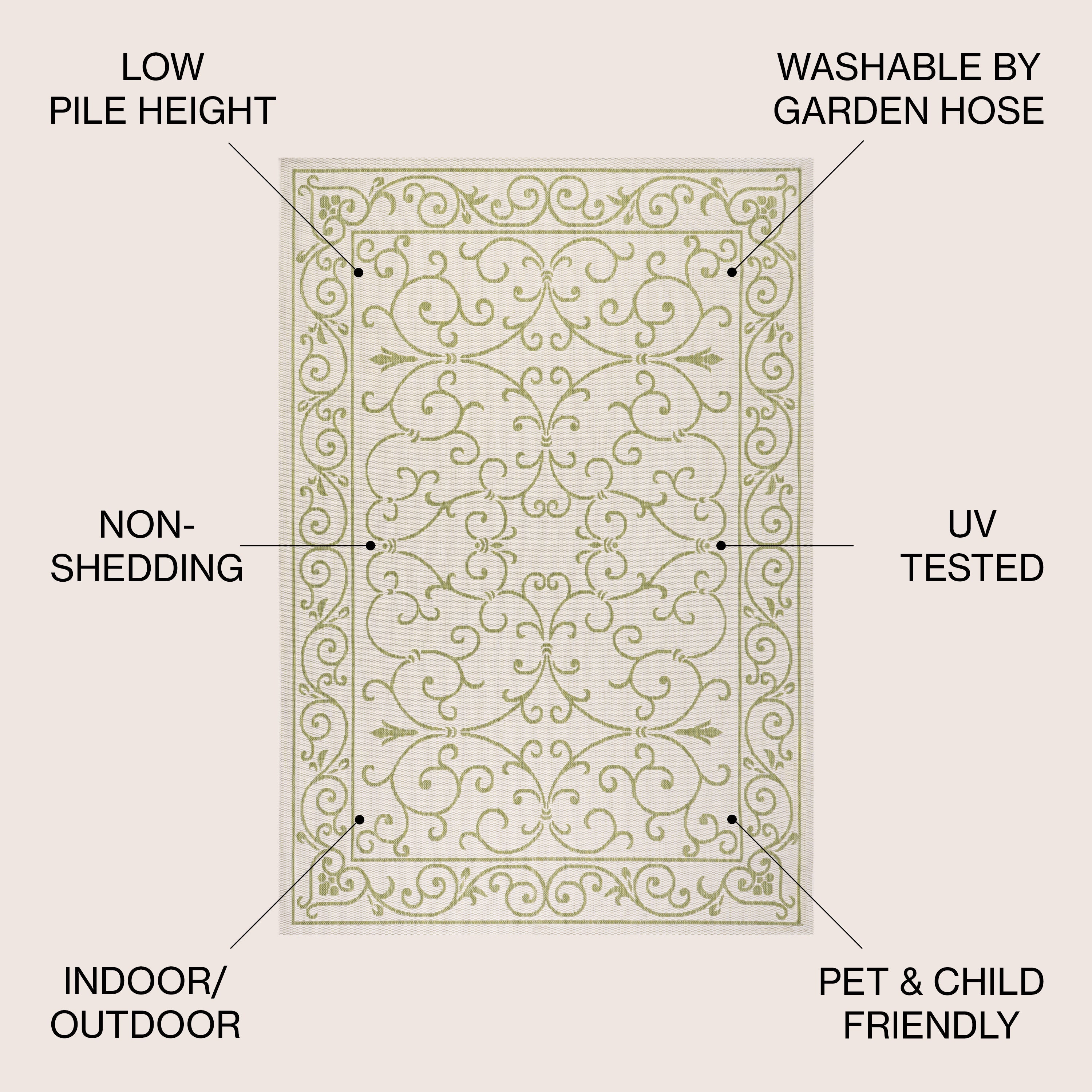 Charleston Vintage Filigree Textured Weave Indoor/Outdoor Area Rug