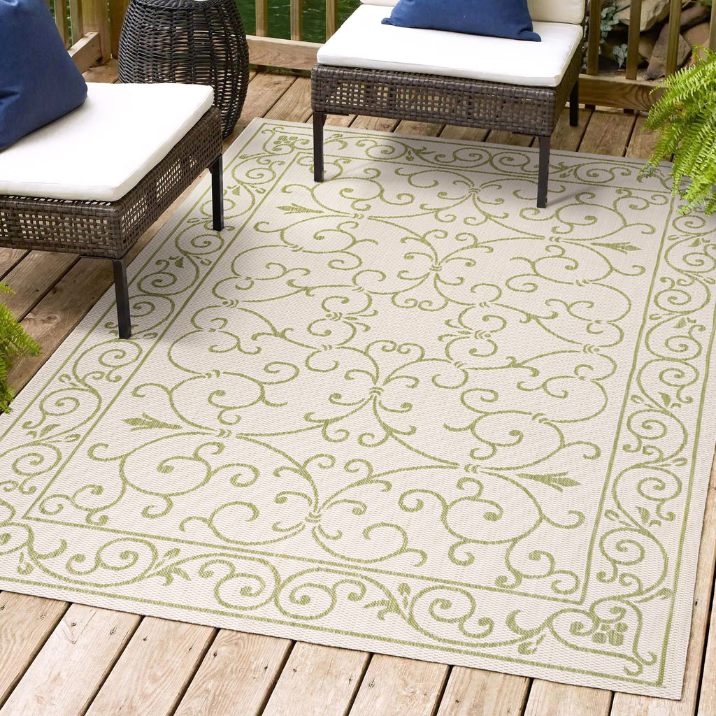 Charleston Vintage Filigree Textured Weave Indoor/Outdoor Area Rug