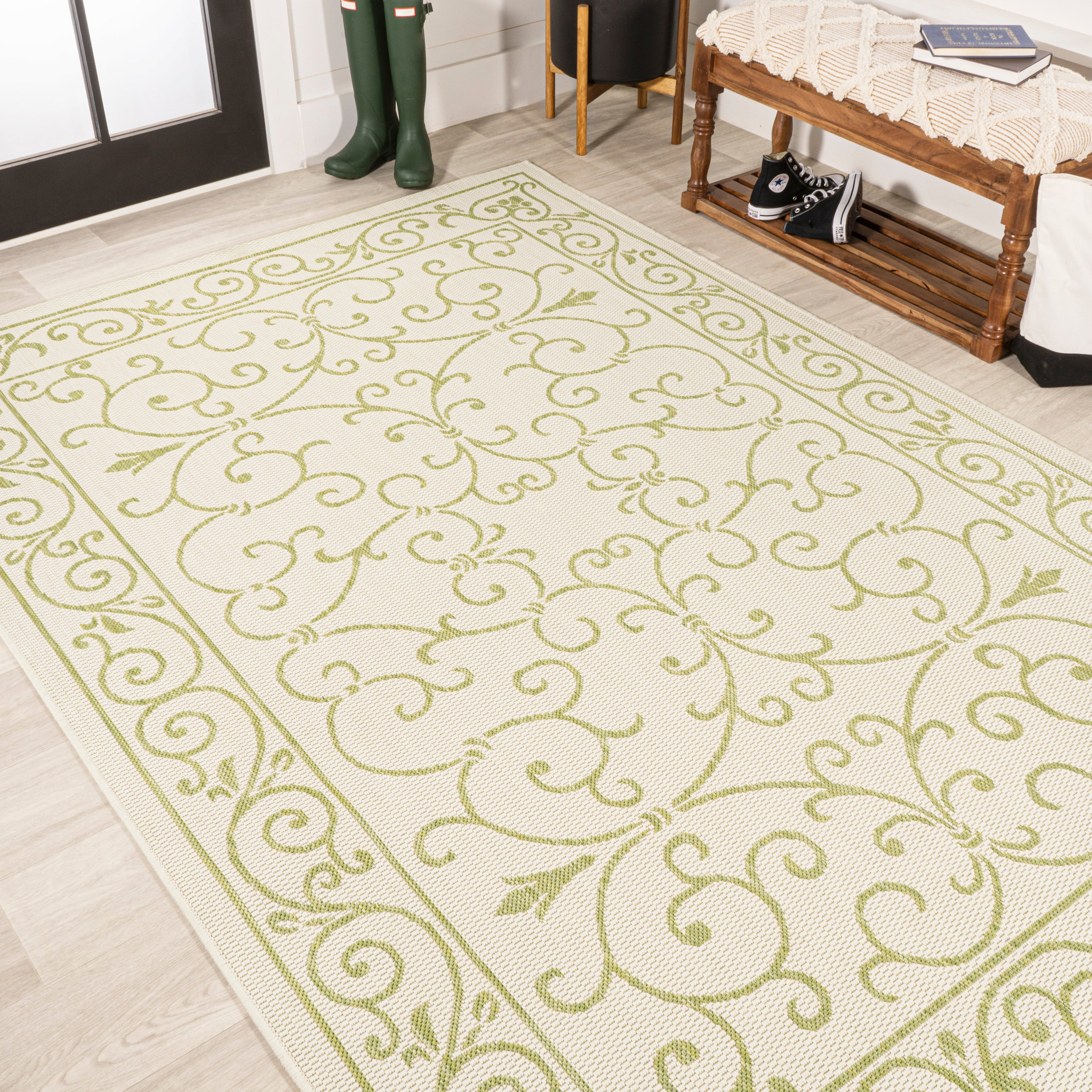 Charleston Vintage Filigree Textured Weave Indoor/Outdoor Area Rug