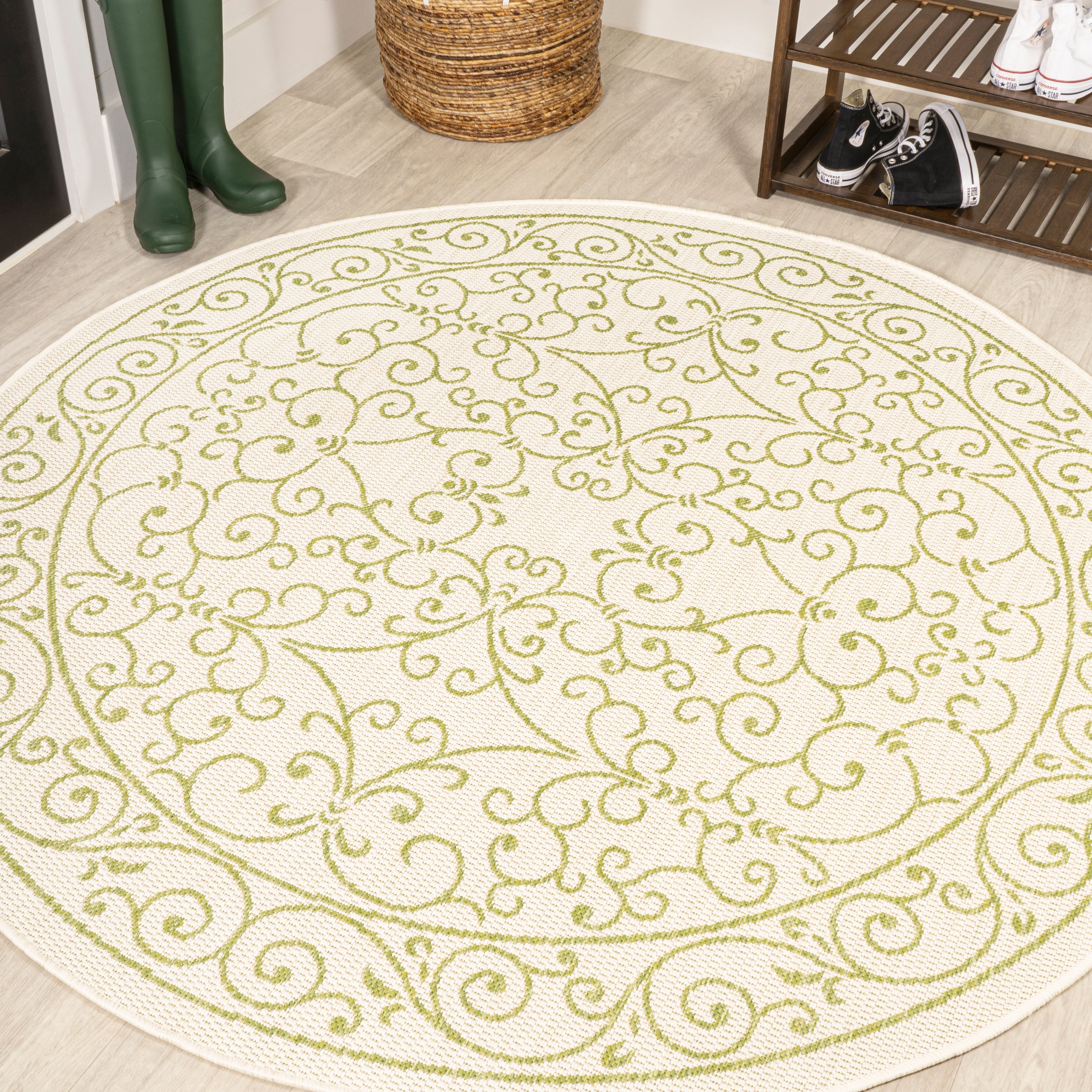 Charleston Vintage Filigree Textured Weave Indoor/Outdoor Area Rug