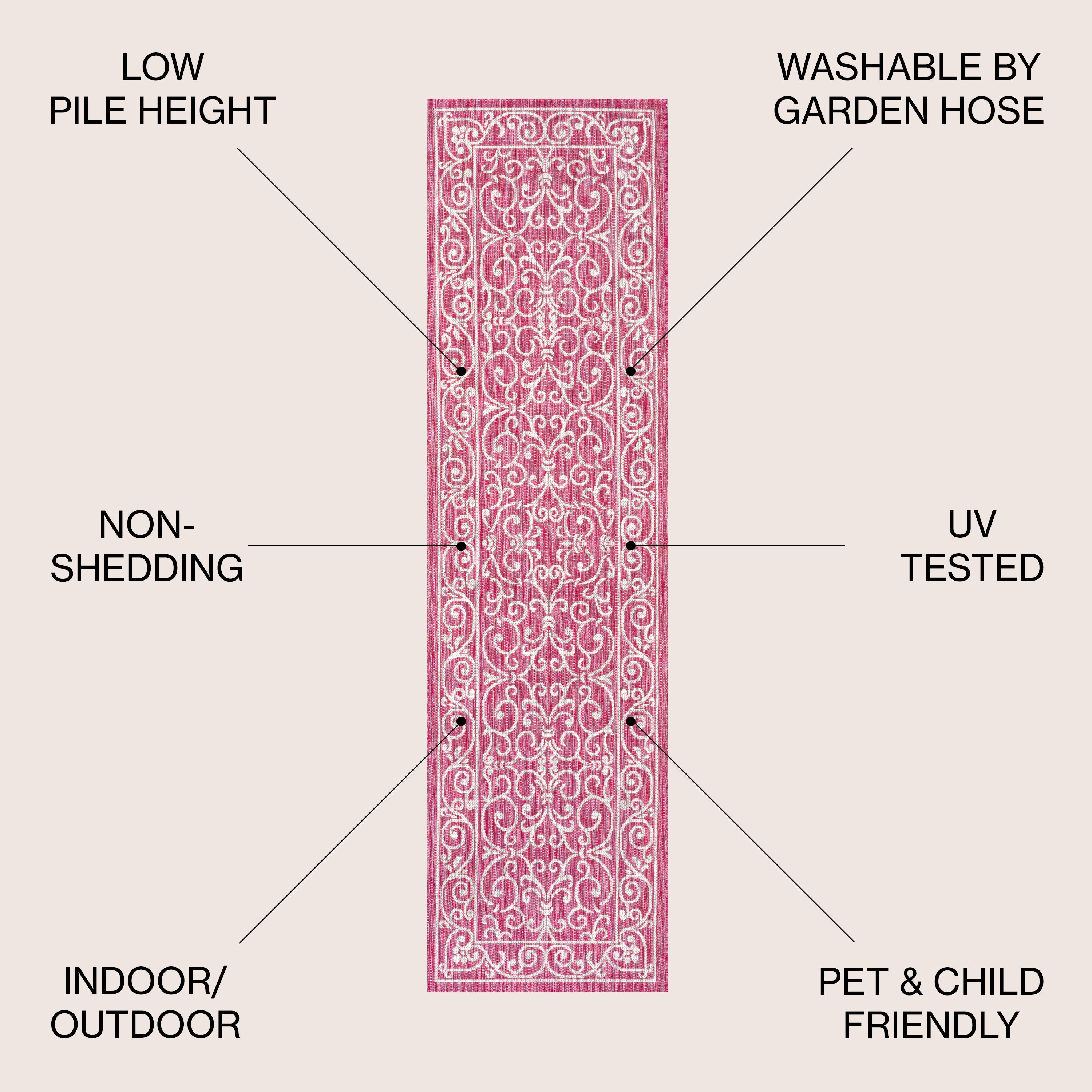 Charleston Vintage Filigree Textured Weave Indoor/Outdoor Area Rug