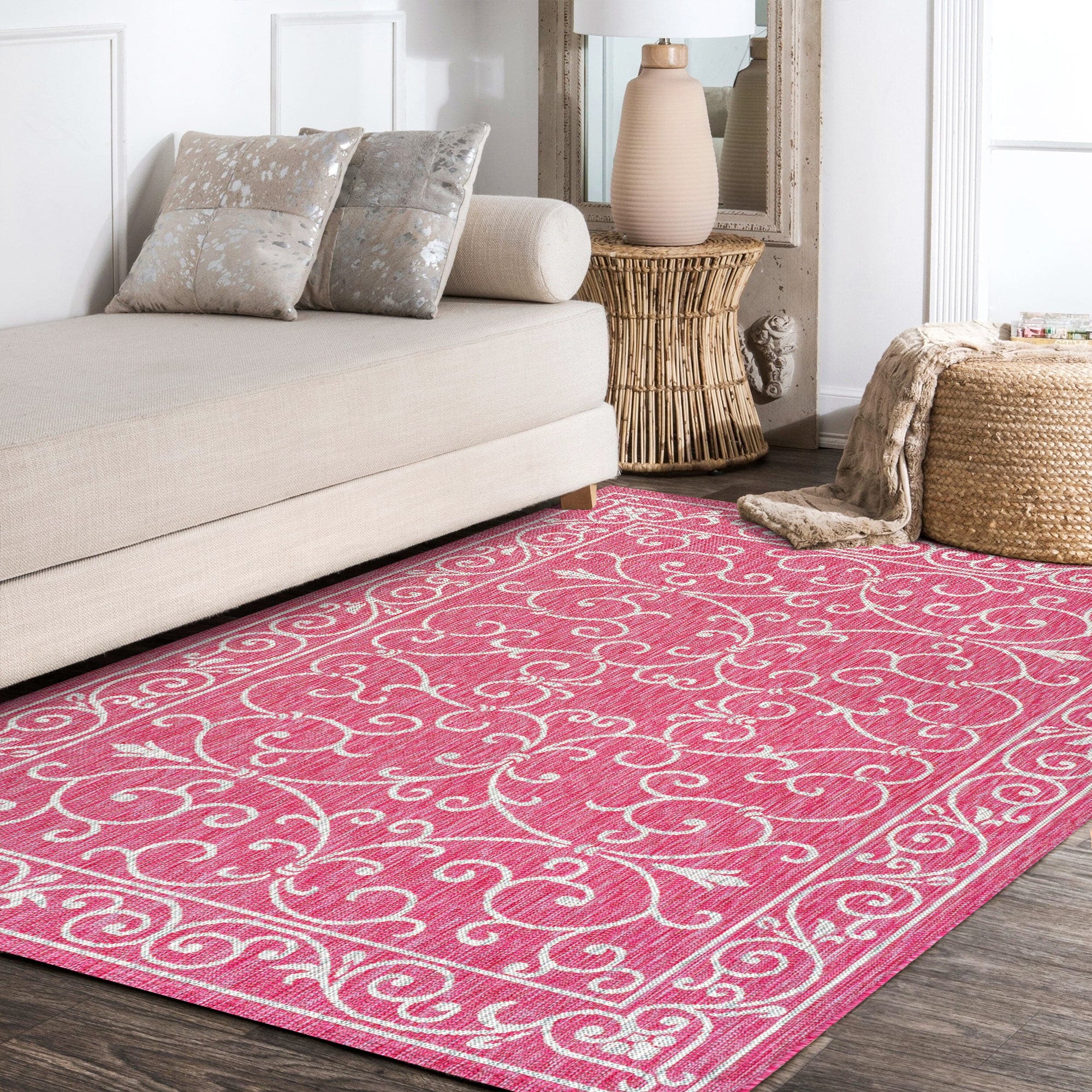 Charleston Vintage Filigree Textured Weave Indoor/Outdoor Area Rug