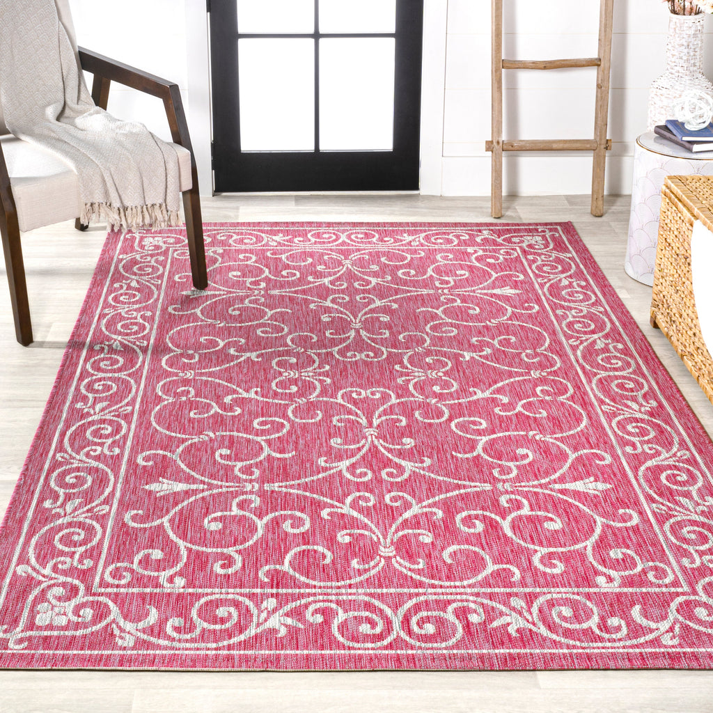Charleston Vintage Filigree Textured Weave Indoor/Outdoor Area Rug