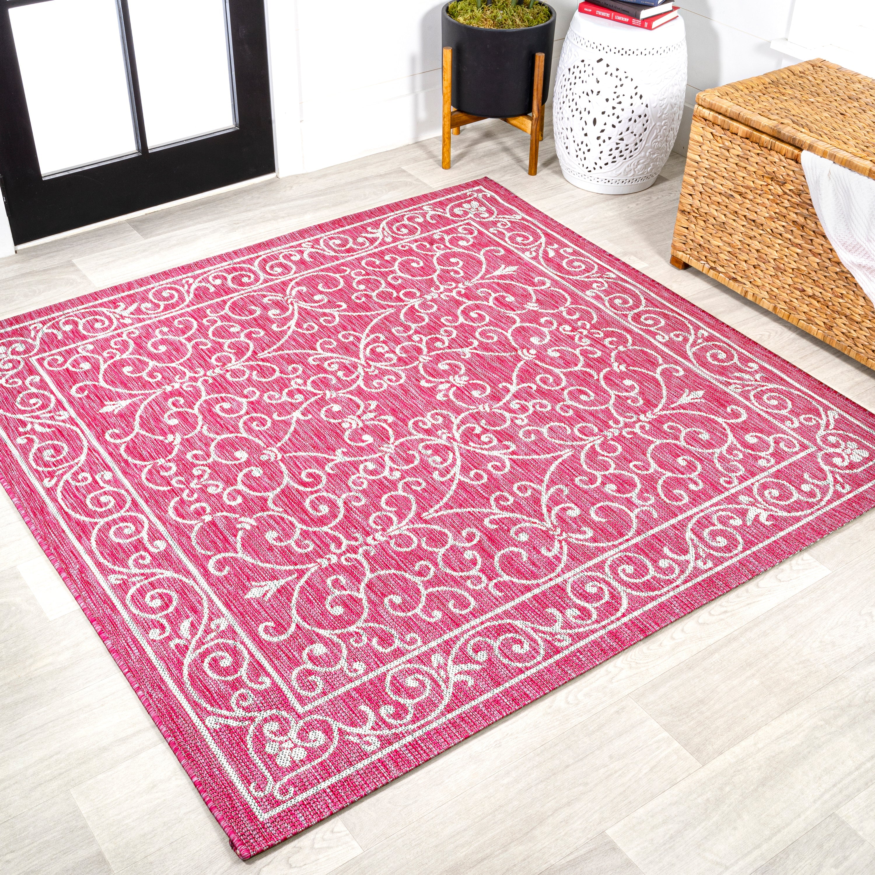 Charleston Vintage Filigree Textured Weave Indoor/Outdoor Area Rug