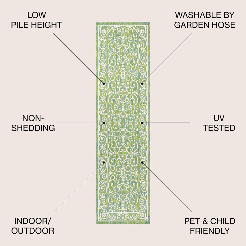 Charleston Vintage Filigree Textured Weave Indoor/Outdoor Area Rug