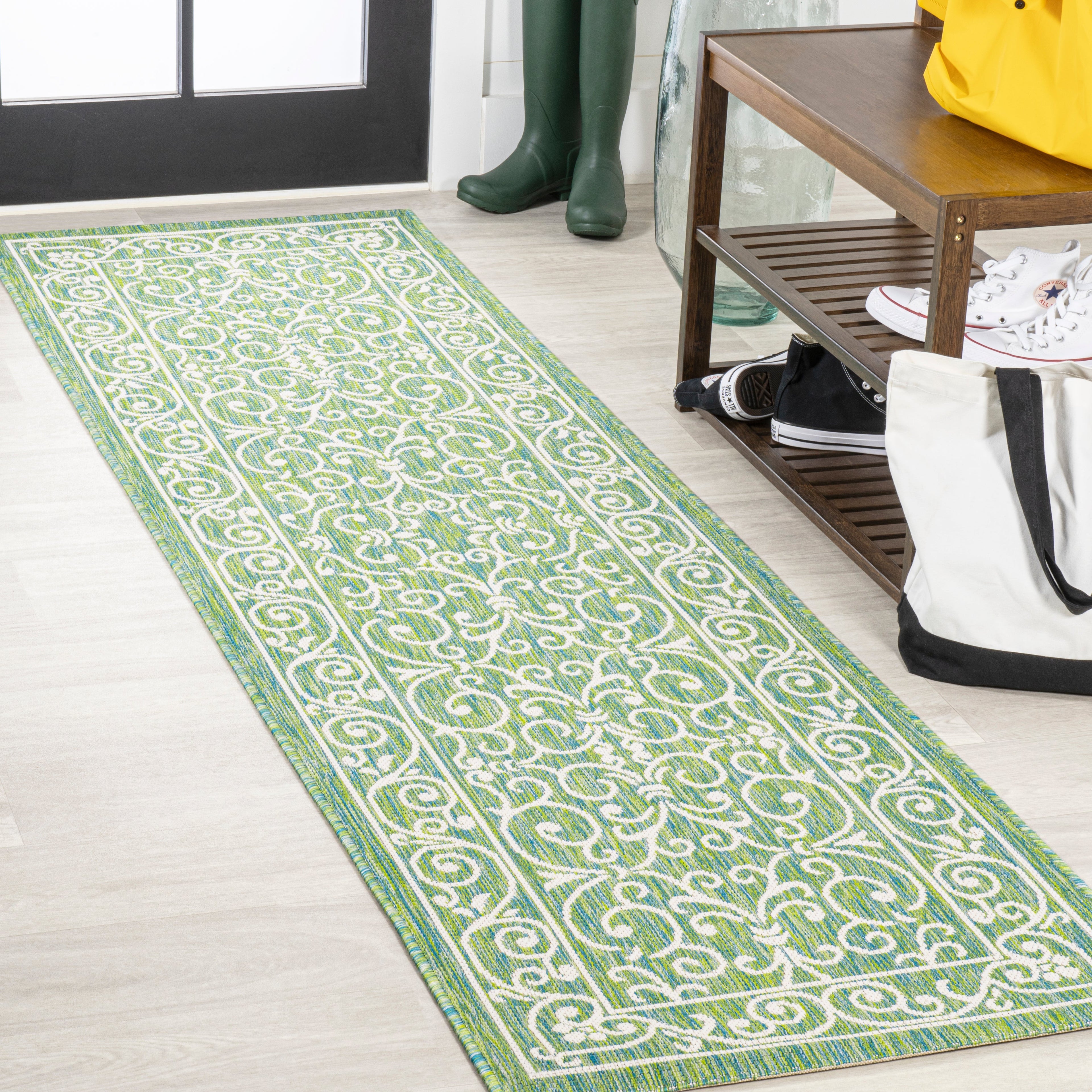 Charleston Vintage Filigree Textured Weave Indoor/Outdoor Area Rug