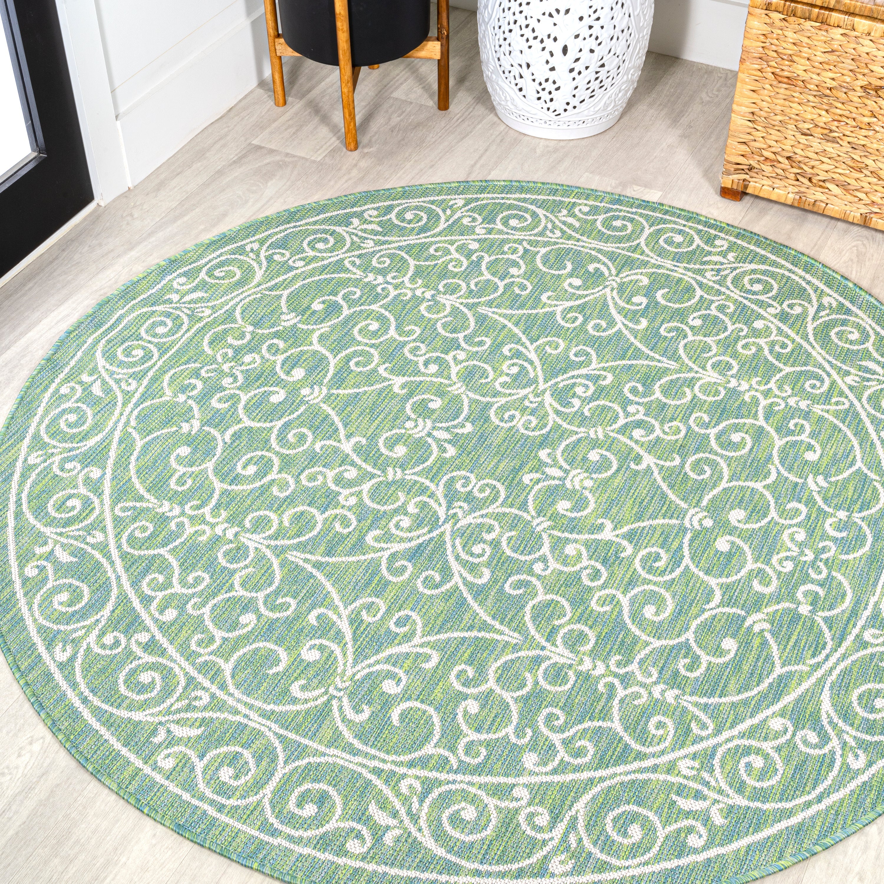 Charleston Vintage Filigree Textured Weave Indoor/Outdoor Area Rug