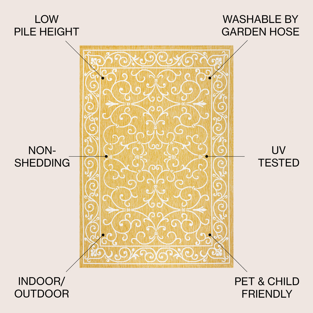 Charleston Vintage Filigree Textured Weave Indoor/Outdoor Area Rug