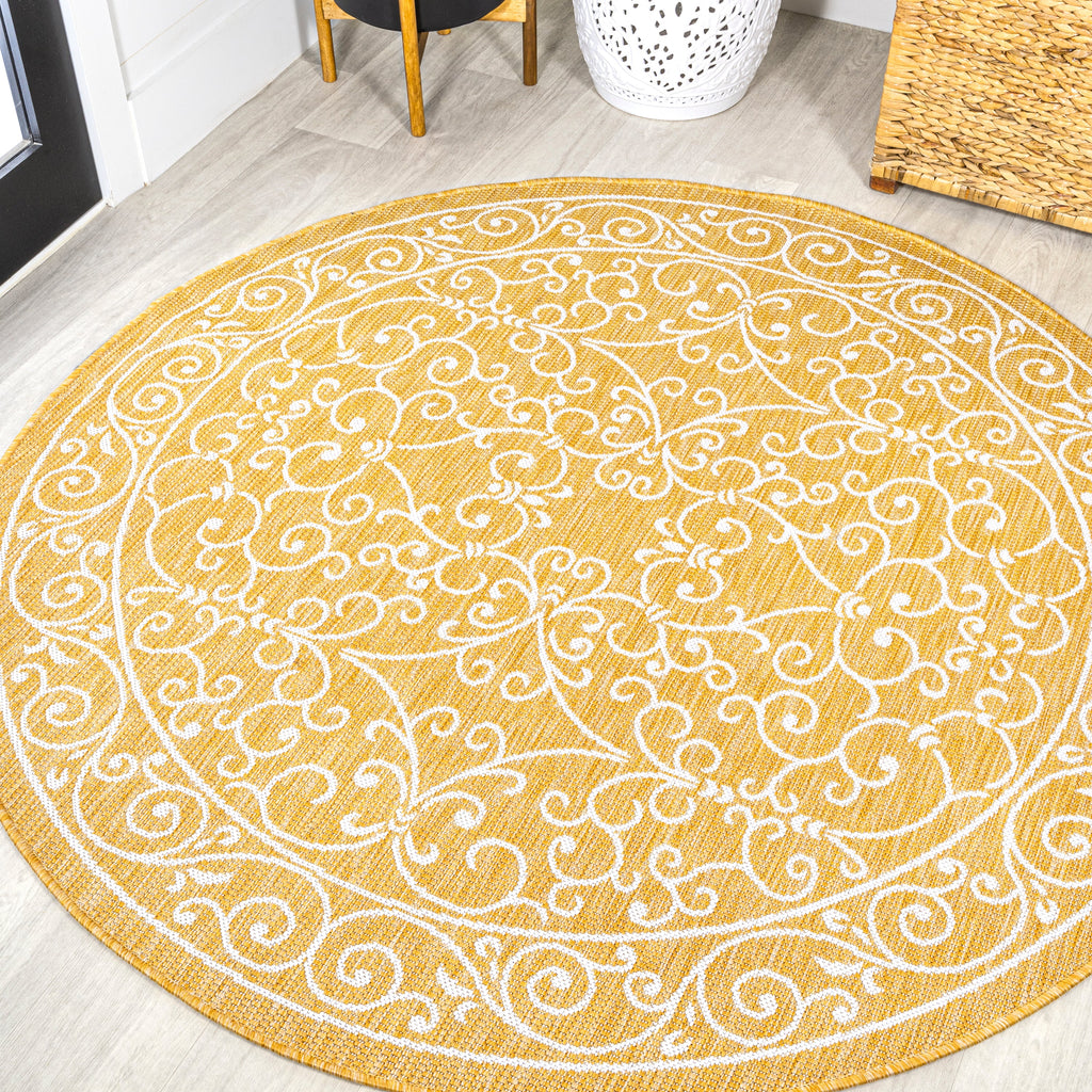 Charleston Vintage Filigree Textured Weave Indoor/Outdoor Area Rug
