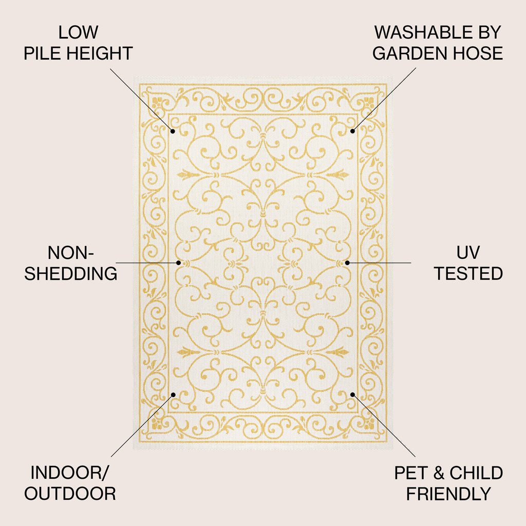 Charleston Vintage Filigree Textured Weave Indoor/Outdoor Area Rug