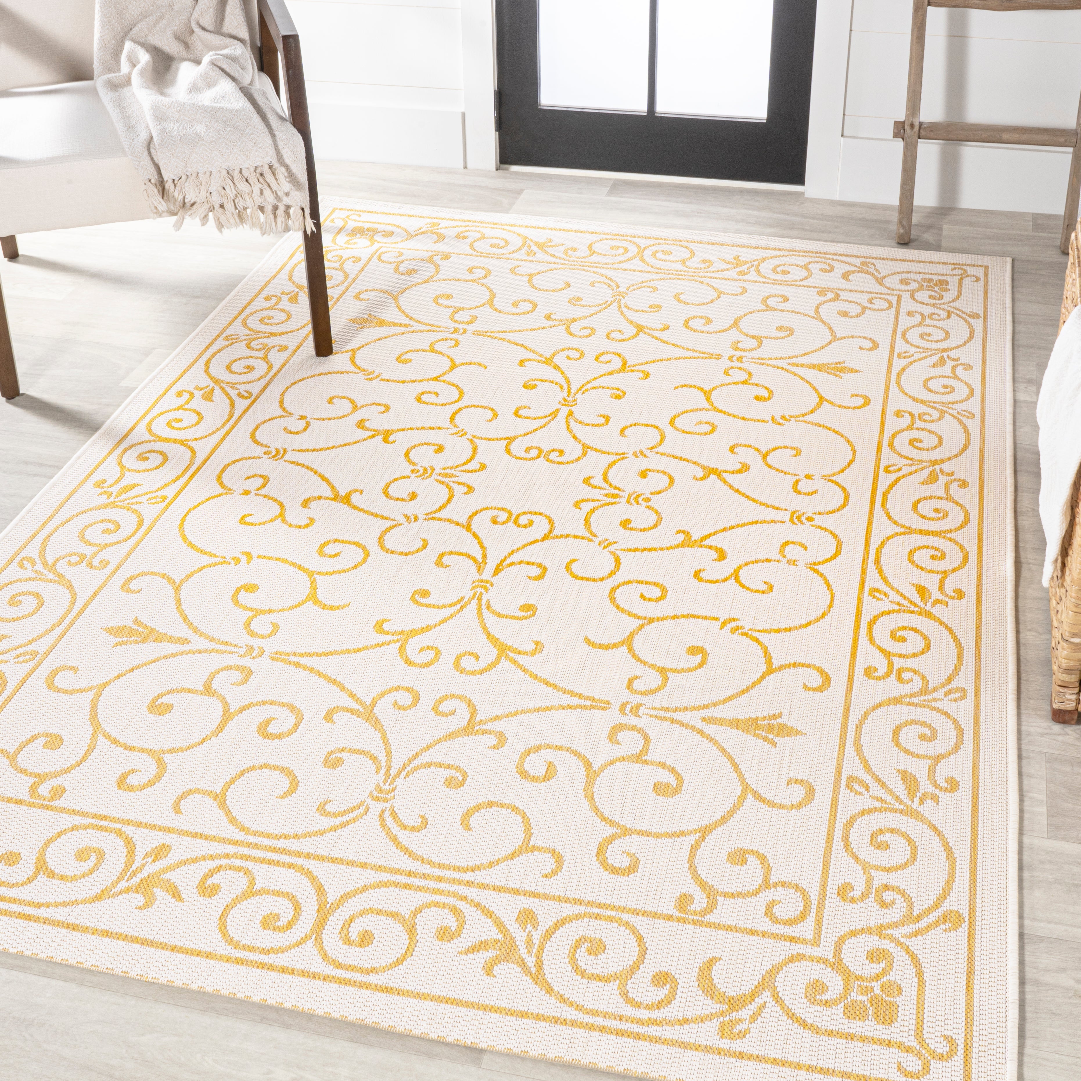 Charleston Vintage Filigree Textured Weave Indoor/Outdoor Area Rug