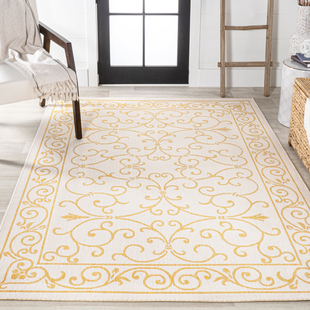 Charleston Vintage Filigree Textured Weave Indoor/Outdoor Area Rug