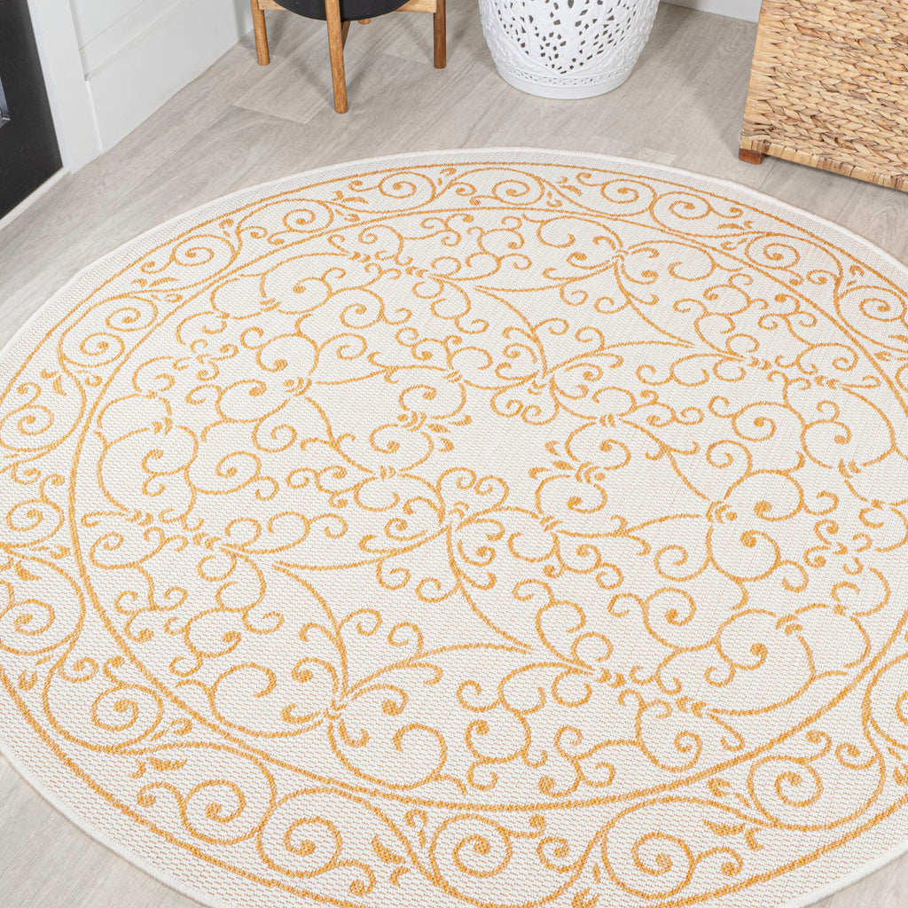 Charleston Vintage Filigree Textured Weave Indoor/Outdoor Area Rug