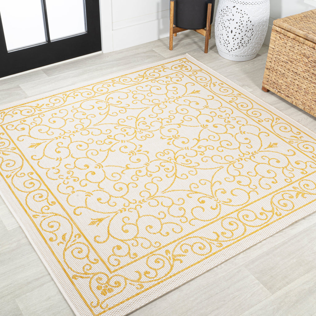 Charleston Vintage Filigree Textured Weave Indoor/Outdoor Area Rug