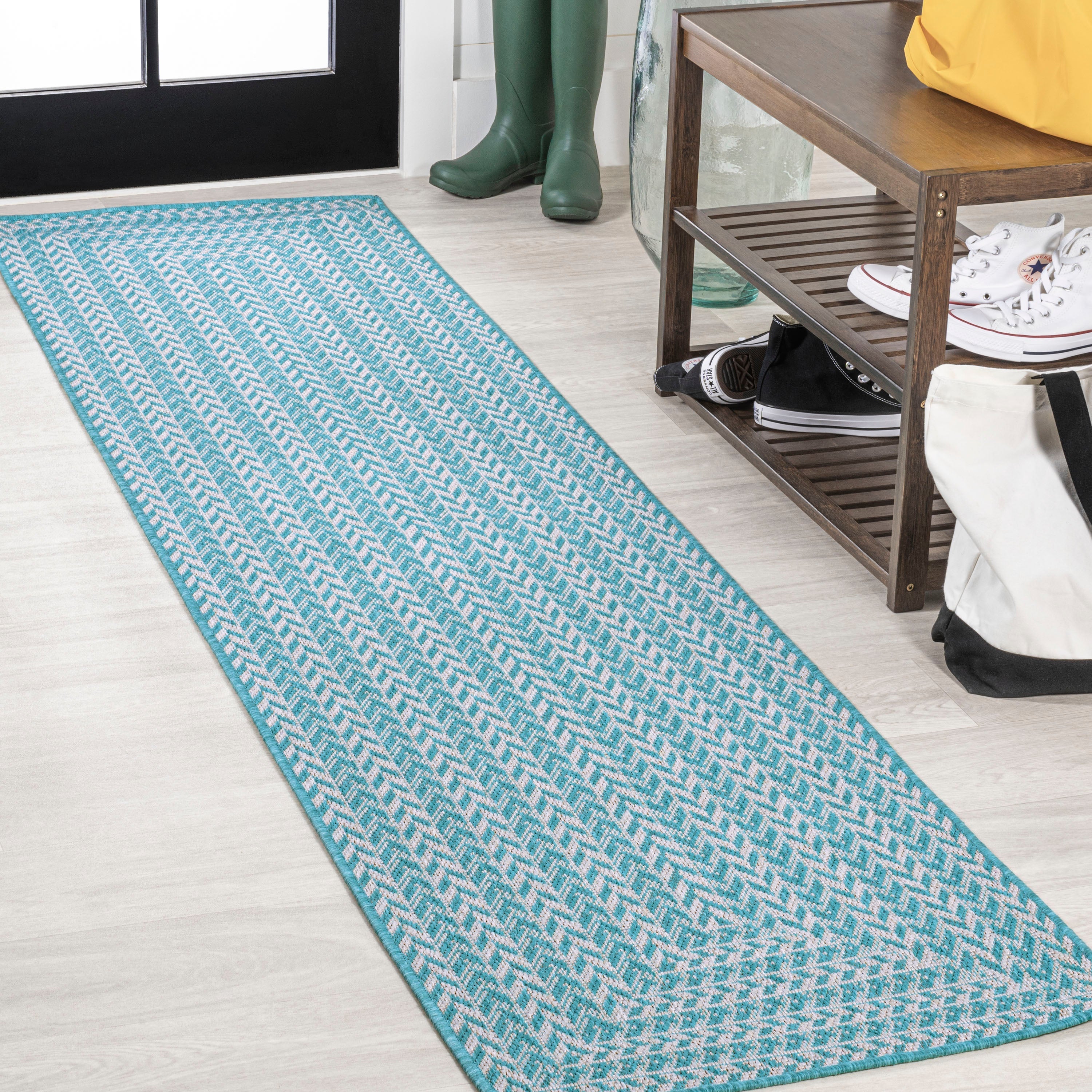 Chevron Modern Concentric Squares Indoor/Outdoor Area Rug
