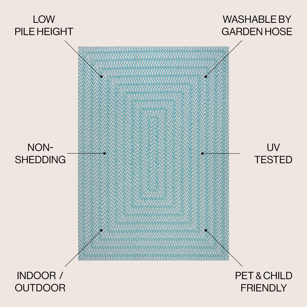 Chevron Modern Concentric Squares Indoor/Outdoor Area Rug