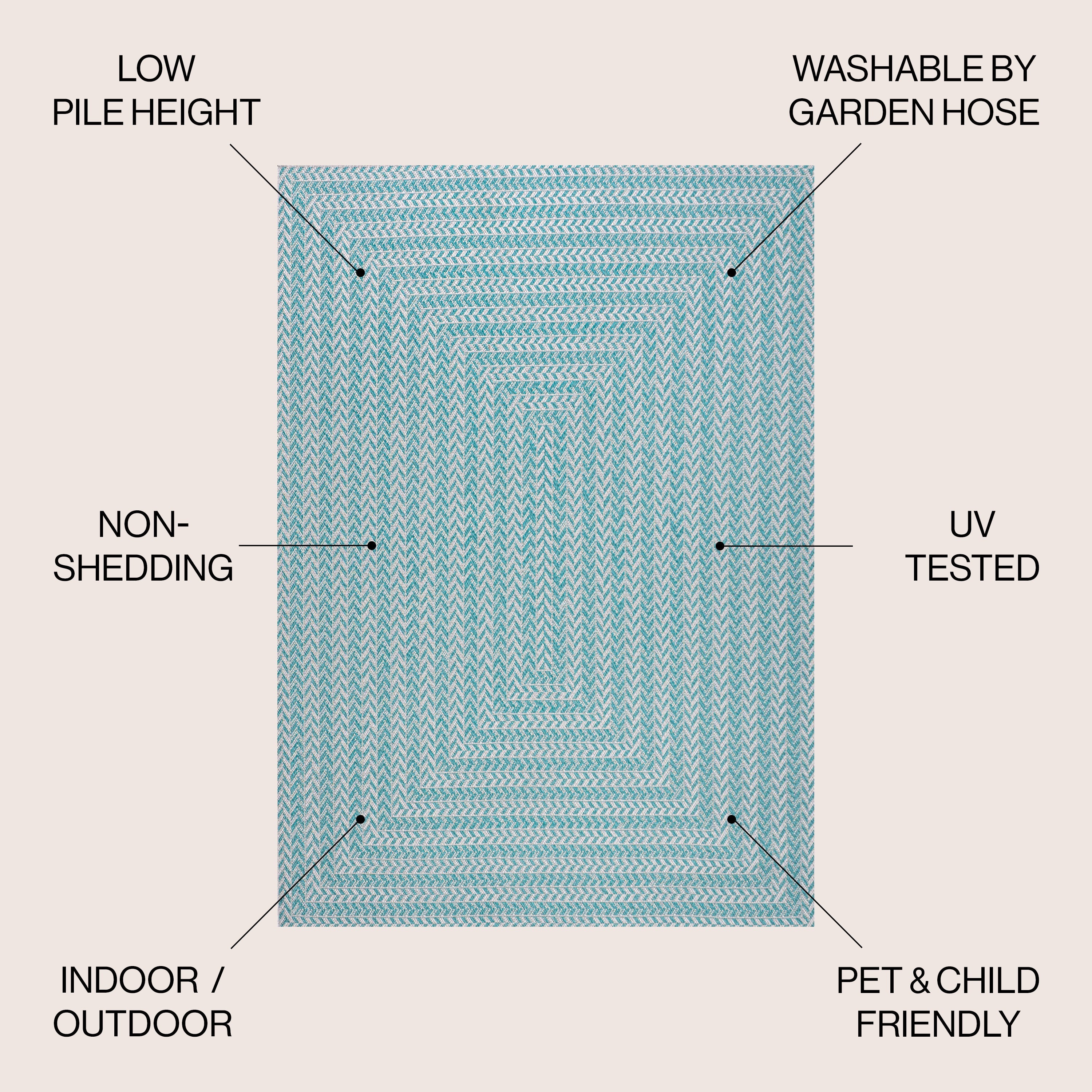 Chevron Modern Concentric Squares Indoor/Outdoor Area Rug