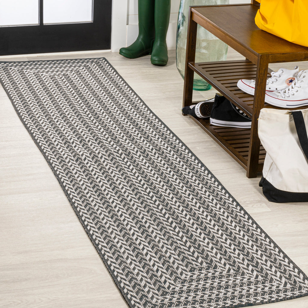 Chevron Modern Concentric Squares Indoor/Outdoor Area Rug