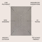 Chevron Modern Concentric Squares Indoor/Outdoor Area Rug