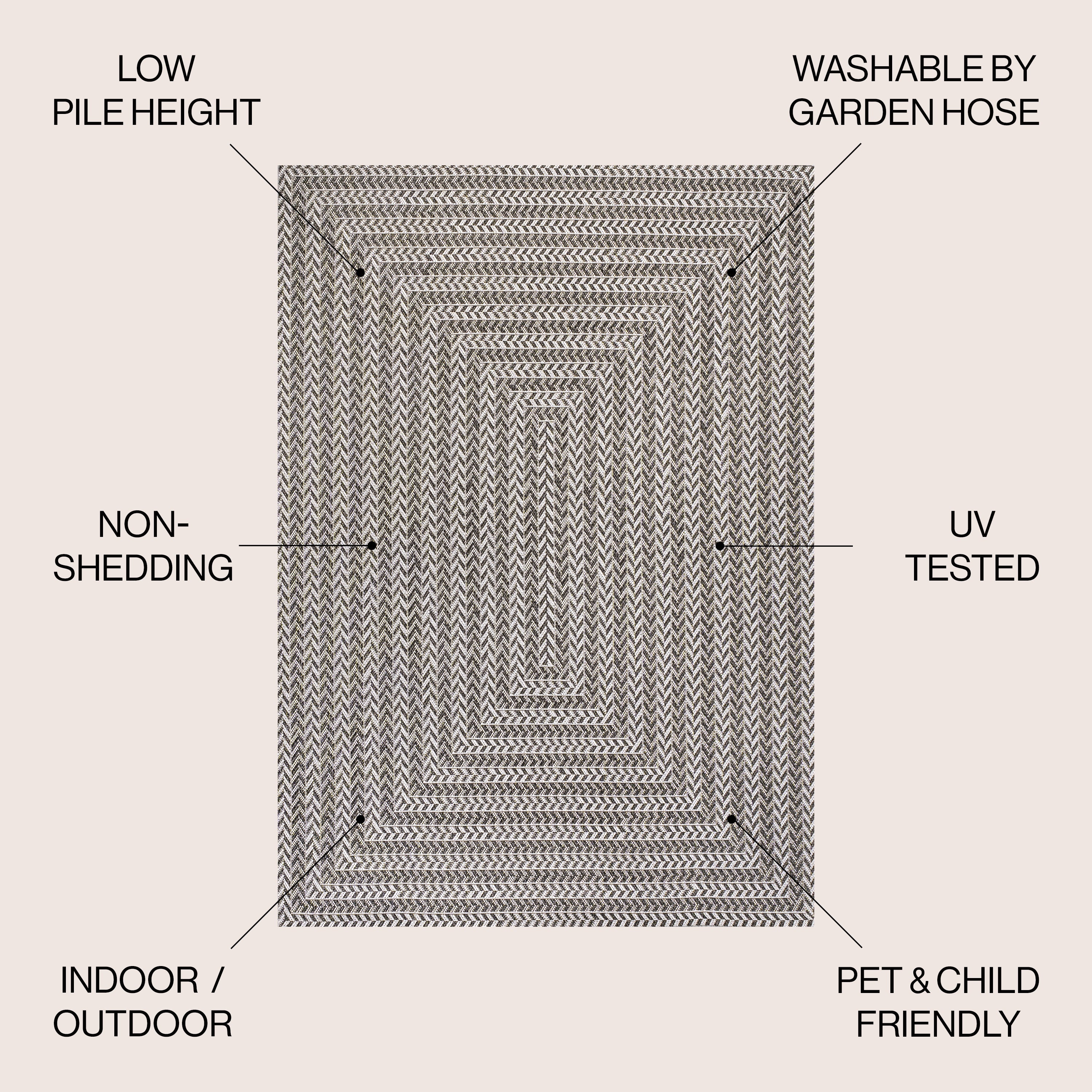 Chevron Modern Concentric Squares Indoor/Outdoor Area Rug