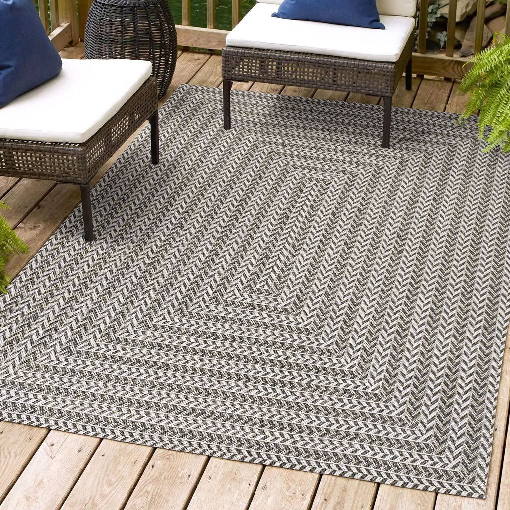Chevron Modern Concentric Squares Indoor/Outdoor Area Rug