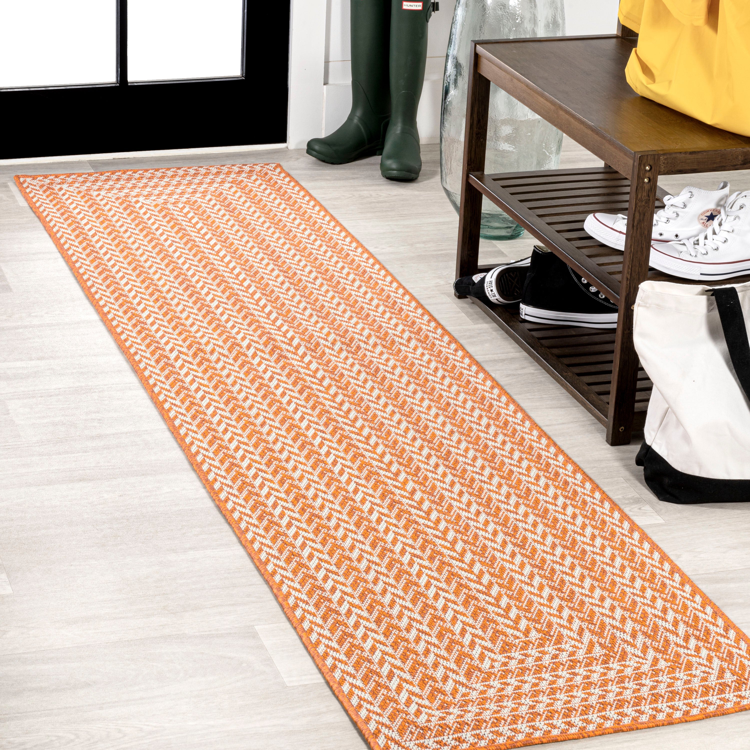 Chevron Modern Concentric Squares Indoor/Outdoor Area Rug
