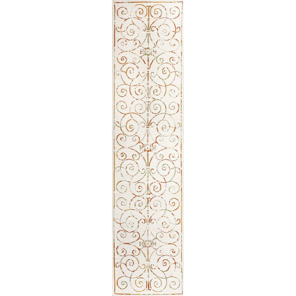 Danae Classic Cottage Filigree Scroll Reversible Machine-Washable Indoor/Outdoor Runner Rug