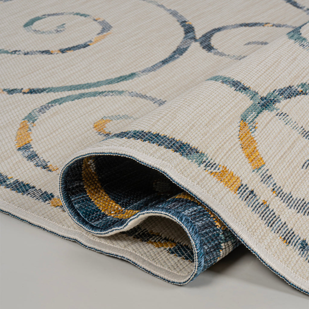 Danae Classic Cottage Filigree Scroll Reversible Machine-Washable Indoor/Outdoor Runner Rug