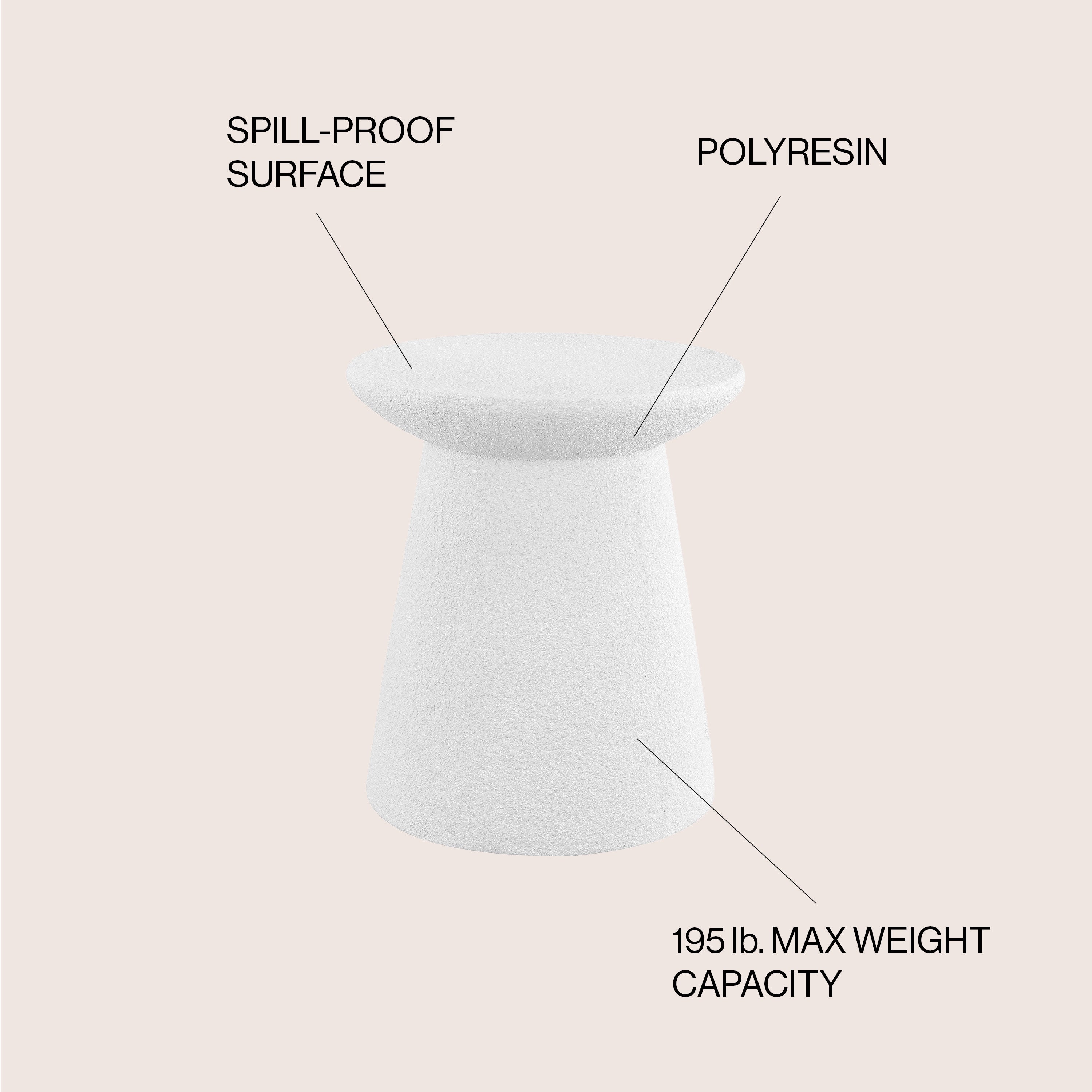 Hollie Minimalist Modern Drum Indoor/Outdoor Accent Table Pedestal