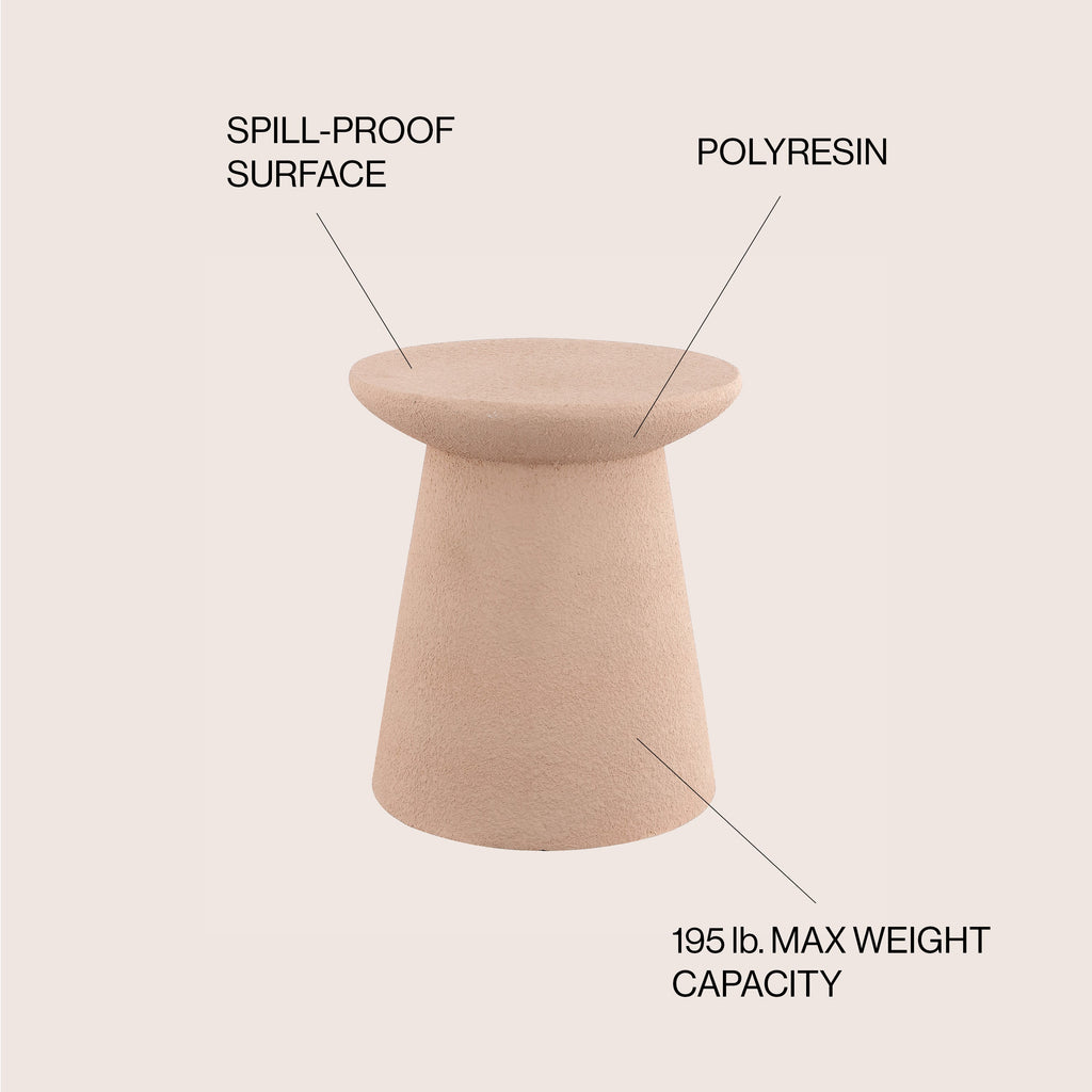 Hollie Minimalist Modern Drum Indoor/Outdoor Accent Table Pedestal